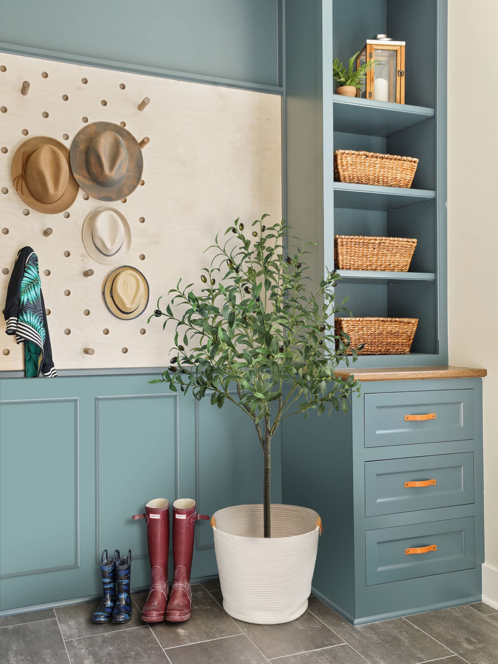 ASTIDY Artificial Olive Tree - 4FT Tall Fake Olive Plant in Pot - Faux ...