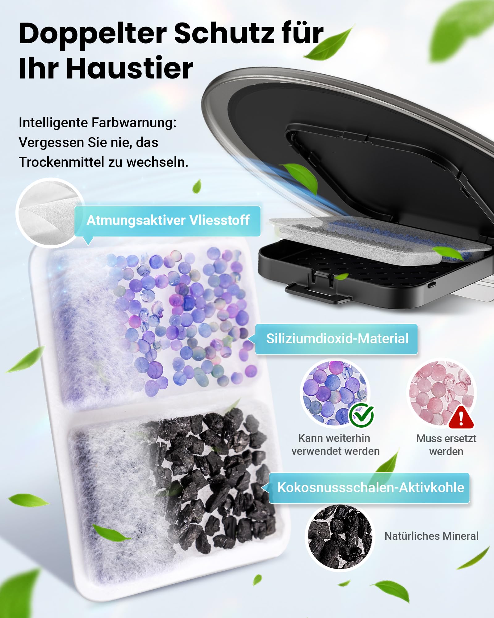 Futterautomat Katze mit APP und Timer, 6 L / 25 Tassen Katzenfutter Automat 3 Näpfe, 3 Trockenmittel Packungen, Anti-Verstopfungssystem, 2.4G WiFi, 10-S Stimmaufnahme Futterspender Katze Hund, Schwarz