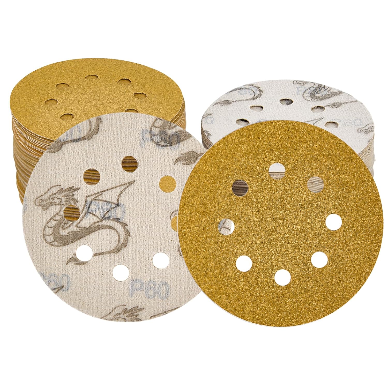 100 PCS 5 Inch 8 Hole Sanding Discs 80 Grit Hook and Loop Round Sandpaper for Random Orbital Sander,Advanced Aluminum Oxide, Suitable for Grinding, polishing of Metal,Wood, Stone(80 Grit)