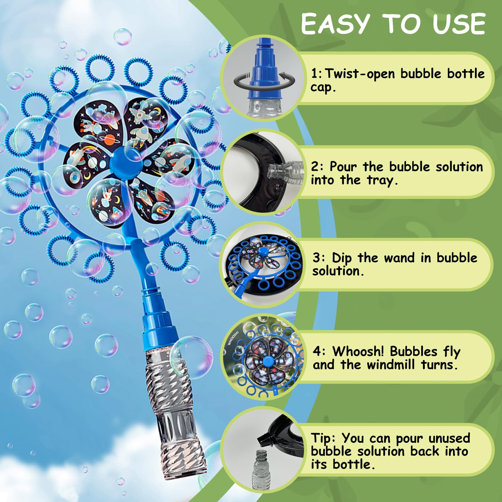 Amazon.com: Aniymubao Windmill Bubble Wand Toys for Toddlers Kids