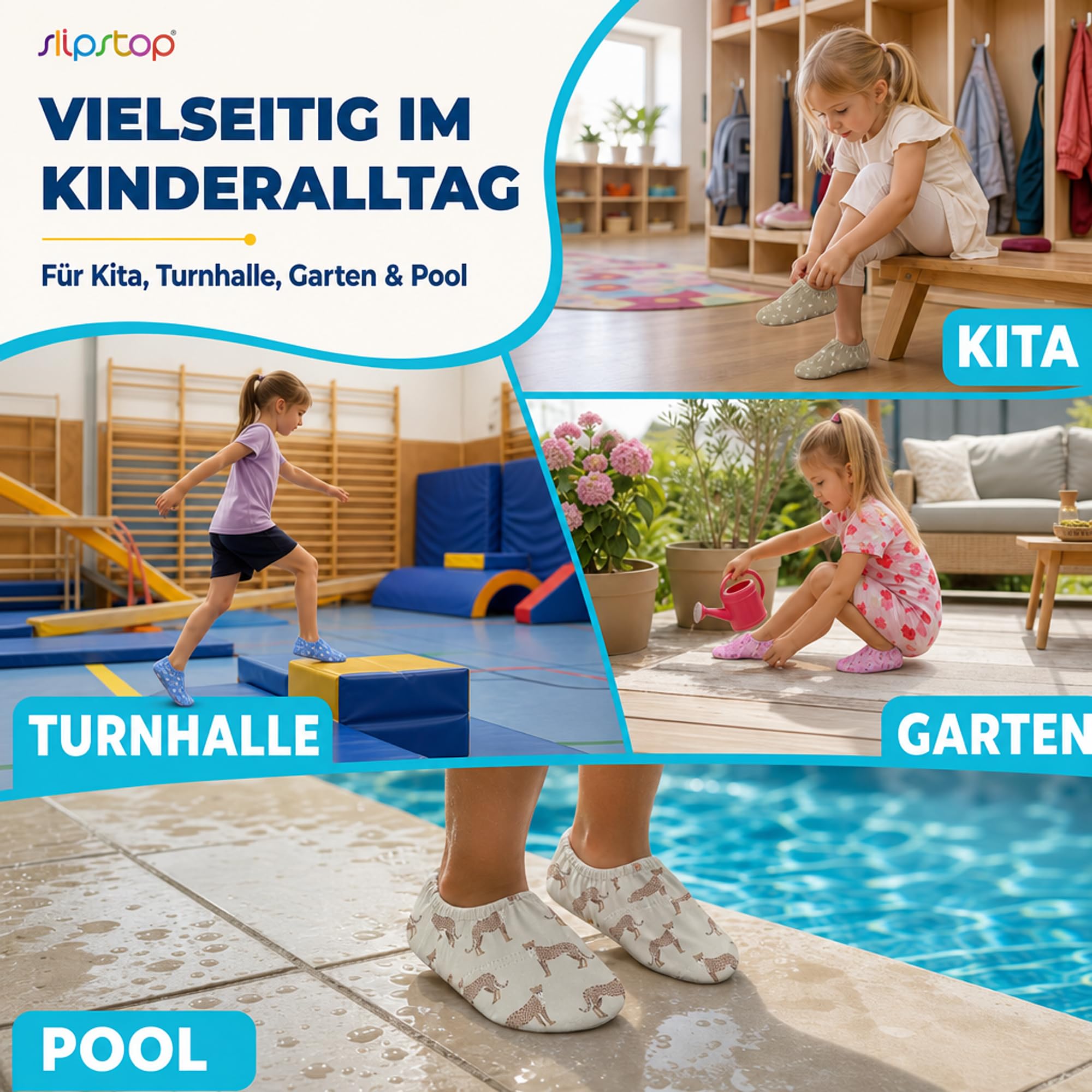 Slipstop Zapatos de playa para niños, antideslizantes, unisex, factor de protección solar 50+, Belle, 30/32 EU