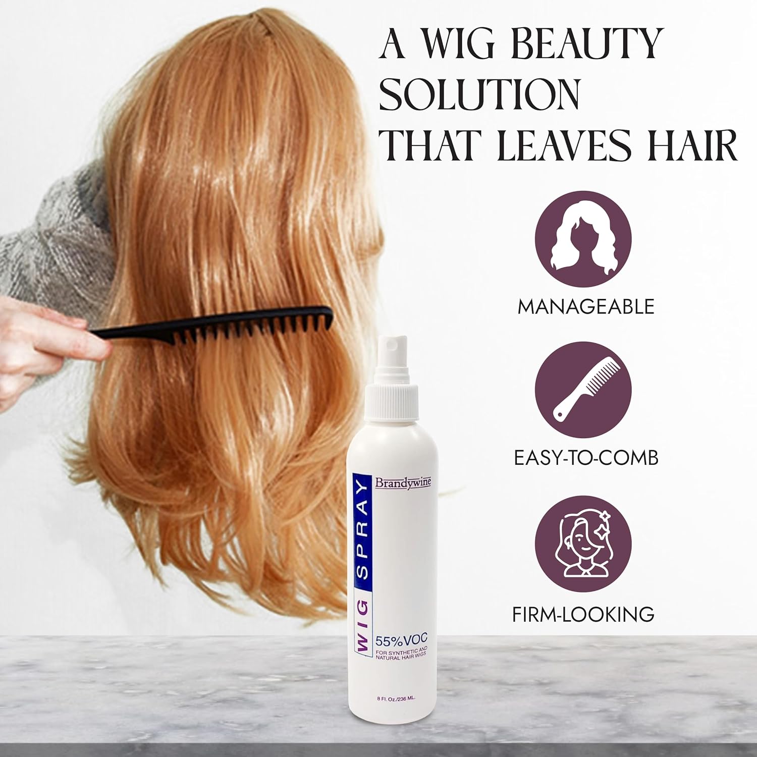 Brandywine Non-Aerosol Wig Spray for Synthetic & Natural Hair Wigs, Hairpieces & Extensions - 3 Pack