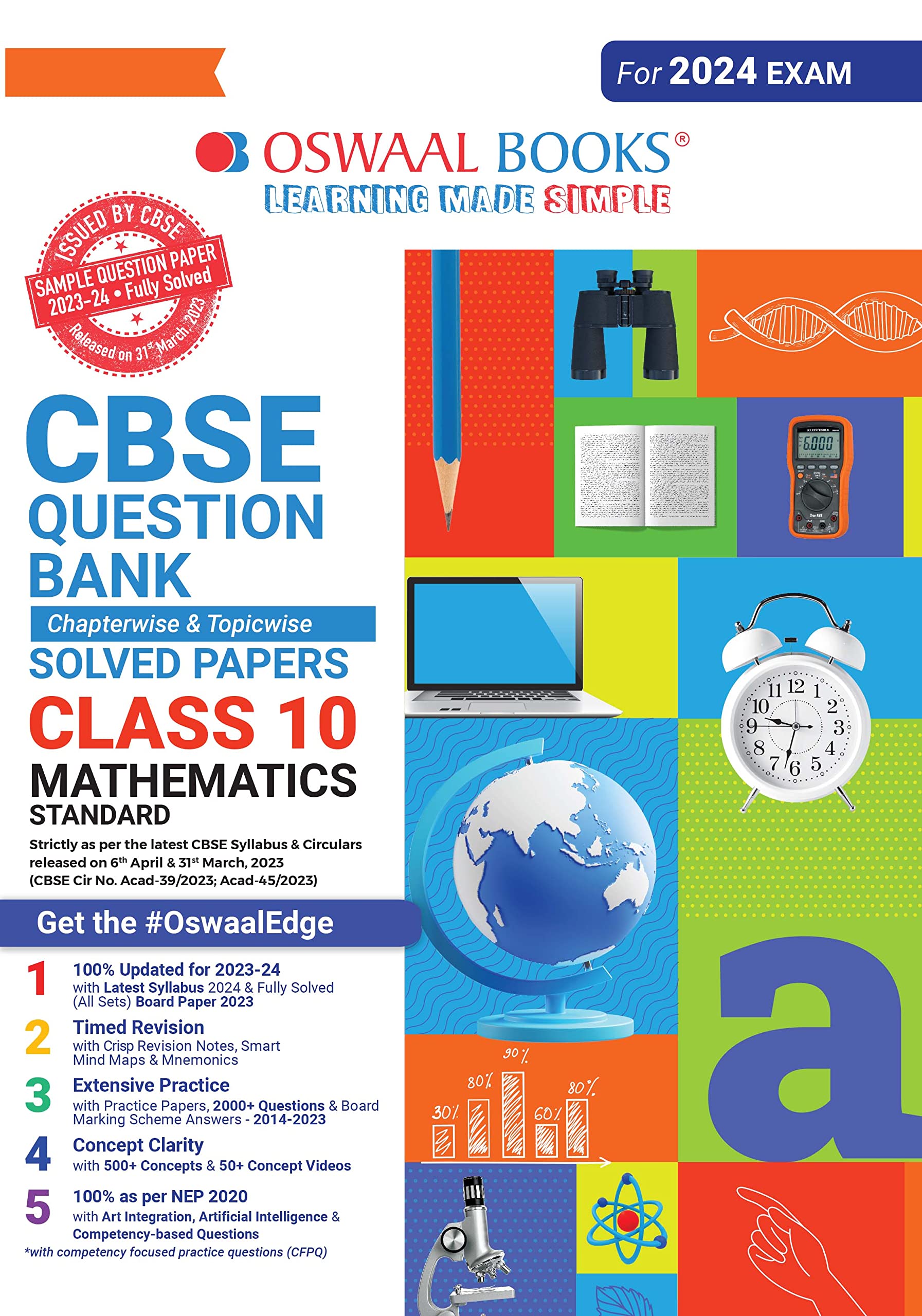 Oswaal Cbse Chapterwise & Topicwise Question Bank Class 10 Mathematics Standard Book (for 2023-24 Exam) Paperback – 5 Jan. 2023