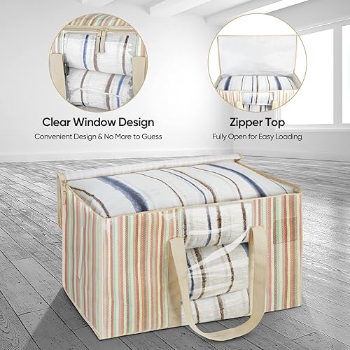 Miniatura 5 de BALEINE Paquete de 6 bolsas de mudanza de gran tamaño con asas reforzadas, bolsa de almacenamiento resistente para ropa, suministros de mudanza