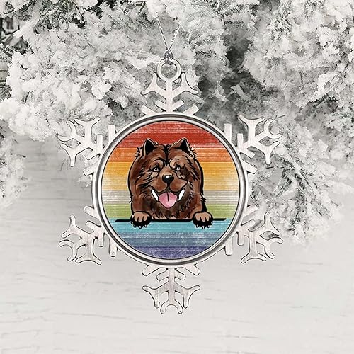 Miniatura 7 de Chow Chow Adorno  Adorno de Navidad de copo de nieve  Acuarela Peeking Dog Mom Pet Adornos de Navidad para árbol, regalo gay, arco iris, relleno de