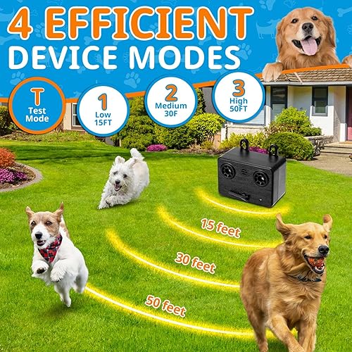 Miniatura 4 de WLCelite Dispositivos de control de ladridos, dispositivos ultrasónicos antiladridos con 4 modos, caja ultrasónica disuasoria para perros,