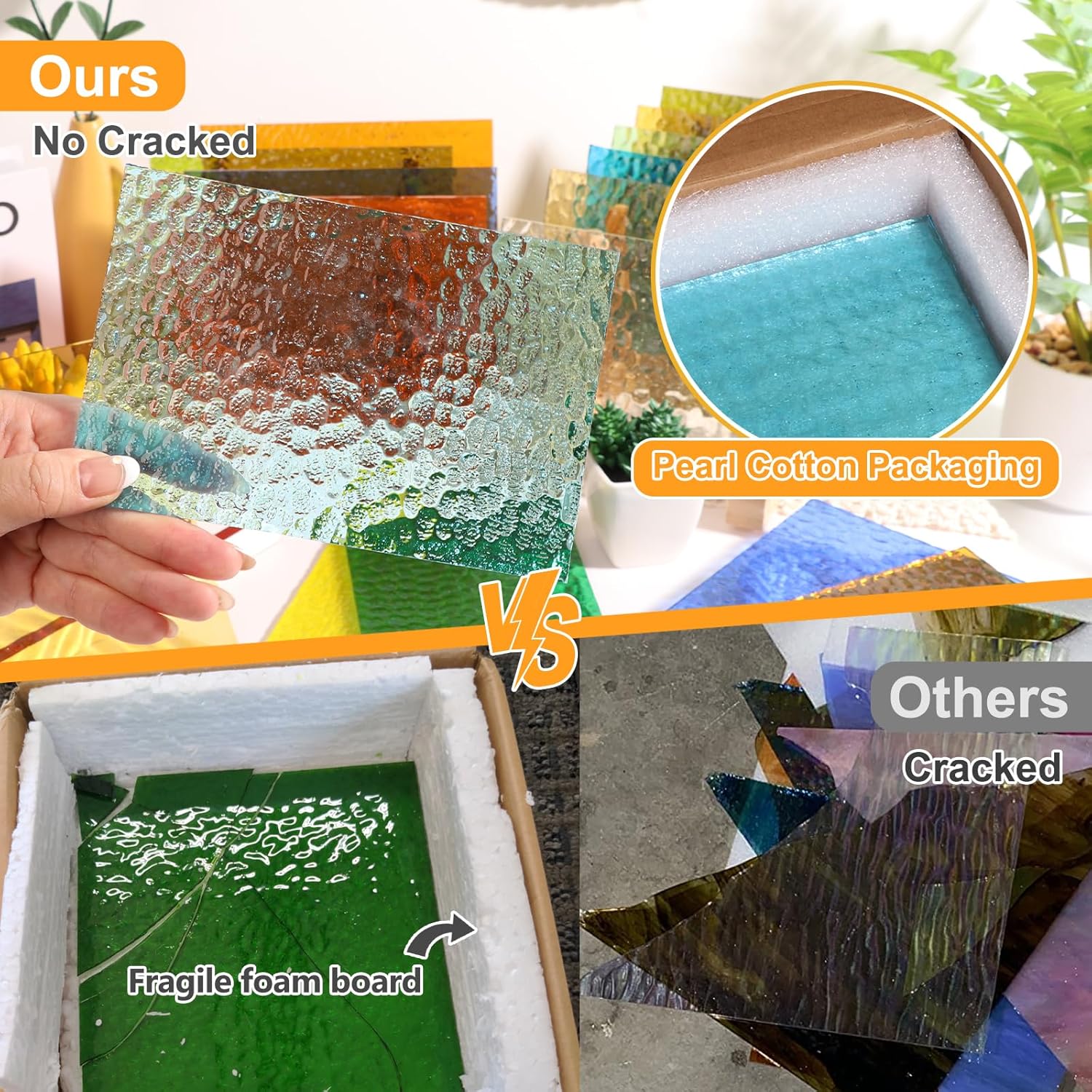 Adrattnay 30 Sheets Transparent Stained Glass Sheets 4 x 6in, Stained Glass Supplies for Mosaic Tiles Crafts Cathedral Window Suncatchers & DIY Home Decor