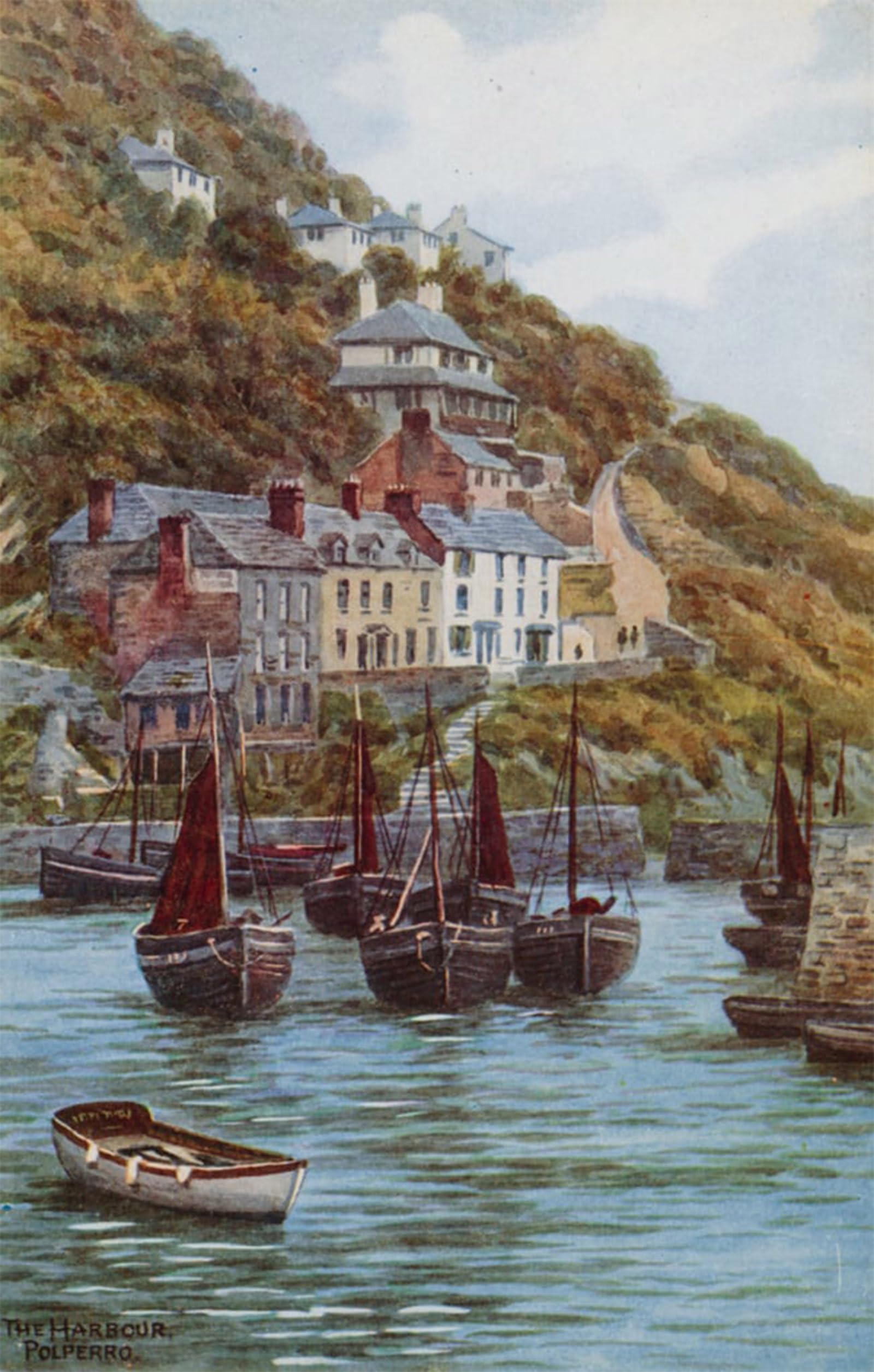 Serendipitp No Frame Retro Picture Poster Wall Art Pictures Painting The Harbour Polperro By Alfred Robert Quinton Wall Art Canvas Print For Wall Decor 60X90cm