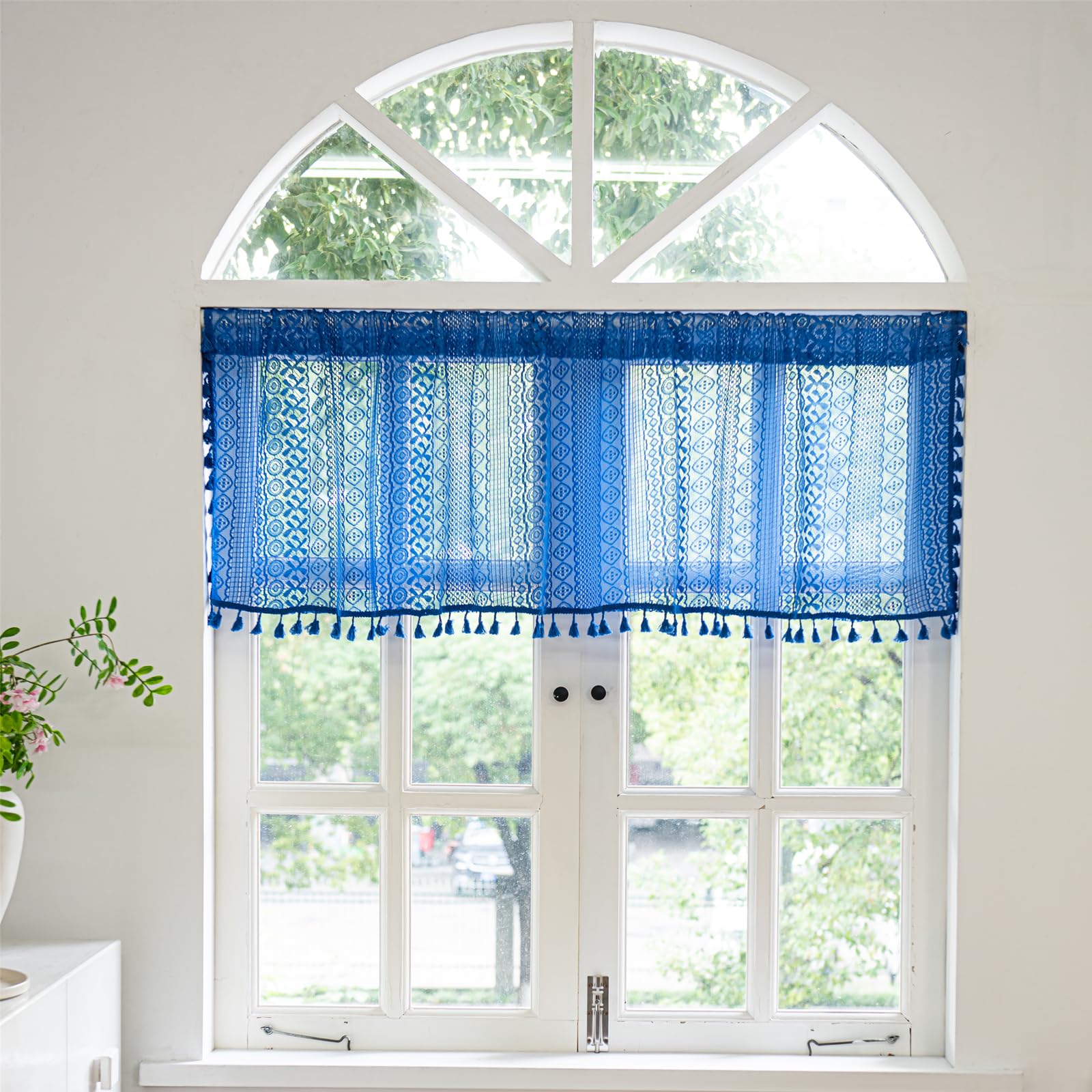 Boho Lace Curtains - Vintage Shabby Chic Window Treatment -10