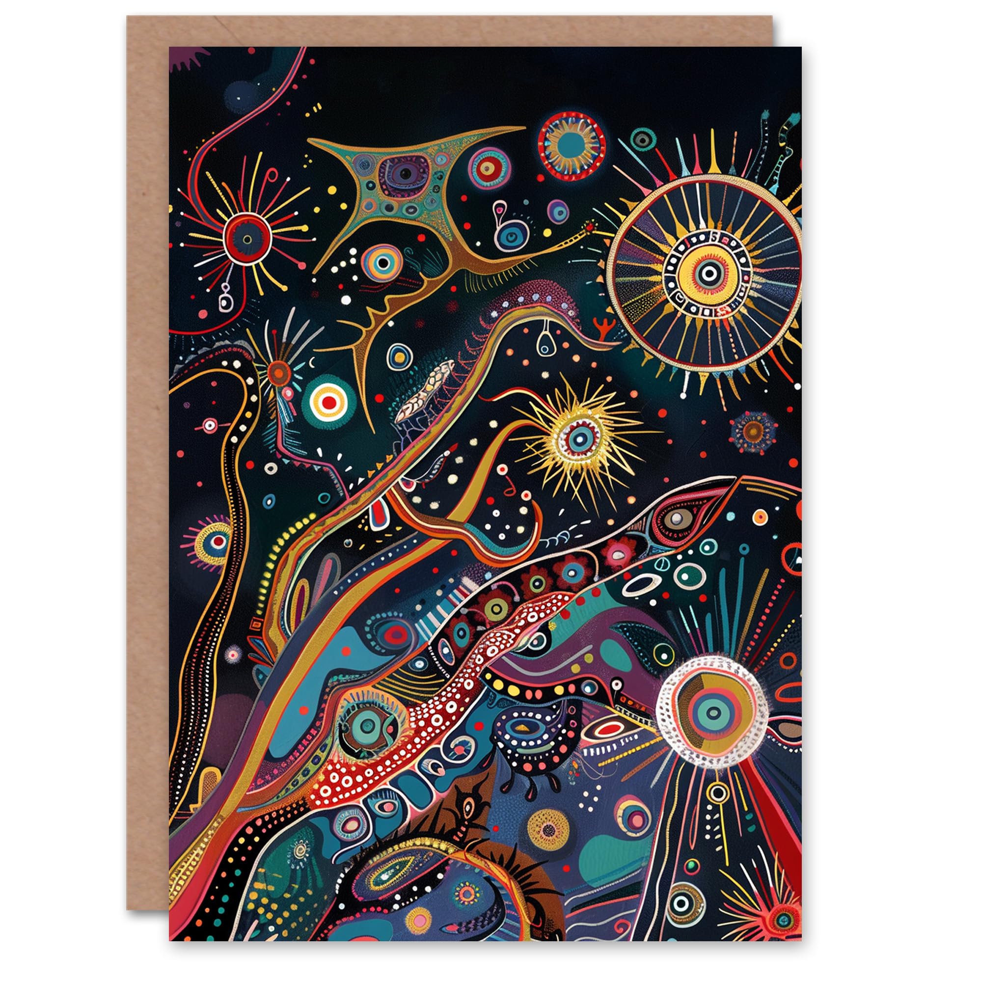 Artery8 Birthday Card Abstract Space Galaxy Psychedelic Folk Art For Her Gran Sister Niece Daughter Wife Woman Greeting Card