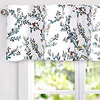 Vista 11 de DriftAway Jasmine - Cenefa de cortina de ventana con aislamiento térmico botánico de acuarela para sala de estar, dormitorio, cocina, 2 capas de 52