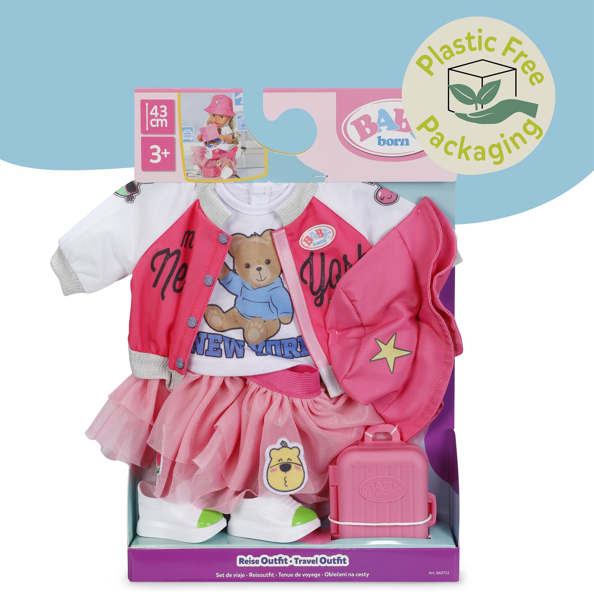 BABY born Conjunto de Viaje con Vestido, Zapatos y Accesorios para muñecas de 43 cm