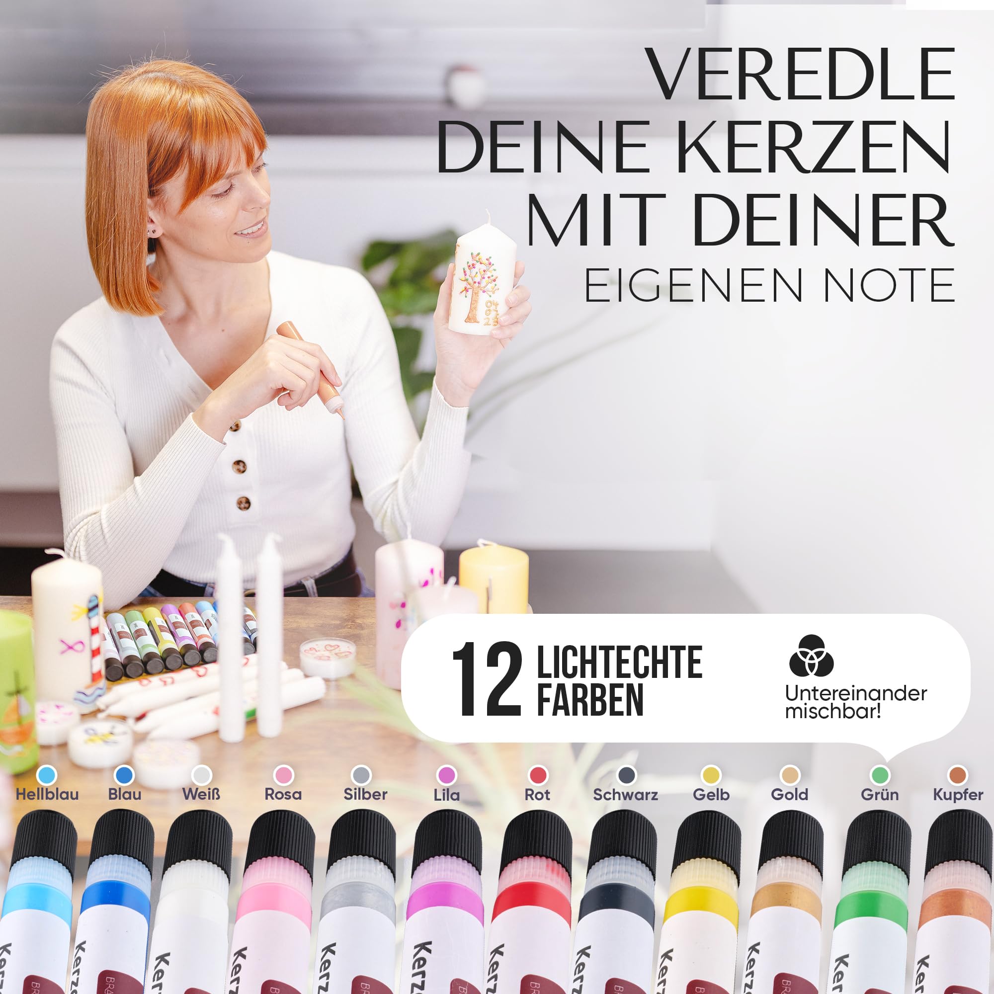 Set 17 Penne Per Candele JETOP – Colori Metallici E Base, Punta Fine 0,5 Mm, Tavolozza Inclusa, Asciugatura Rapida