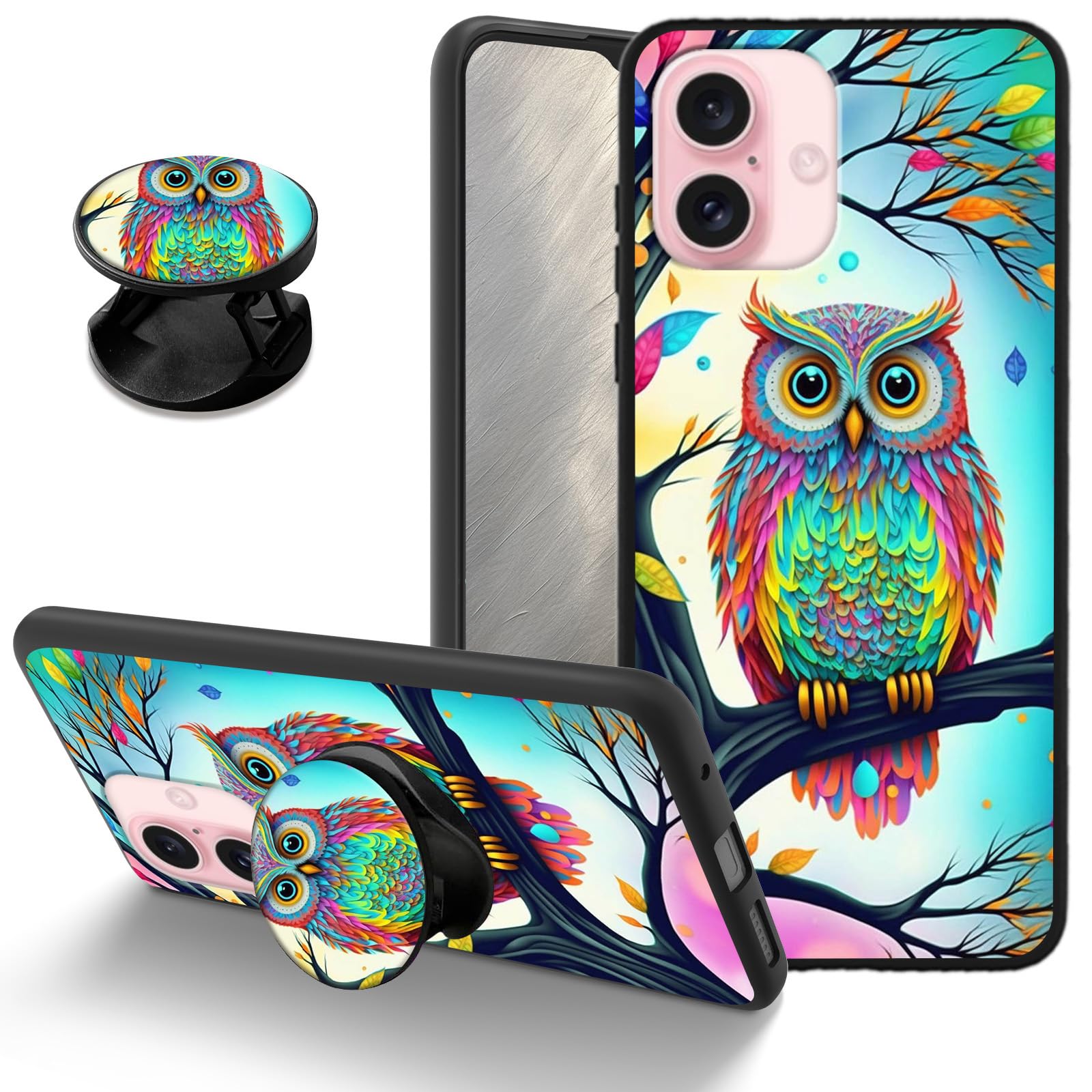 AIRWEE Slim Case for iPhone 16 Plus with Kickstand, Soft Silicone Shockproof for iPhone 16 Plus Case for Woman Man, 360 Drop Protection Wireless