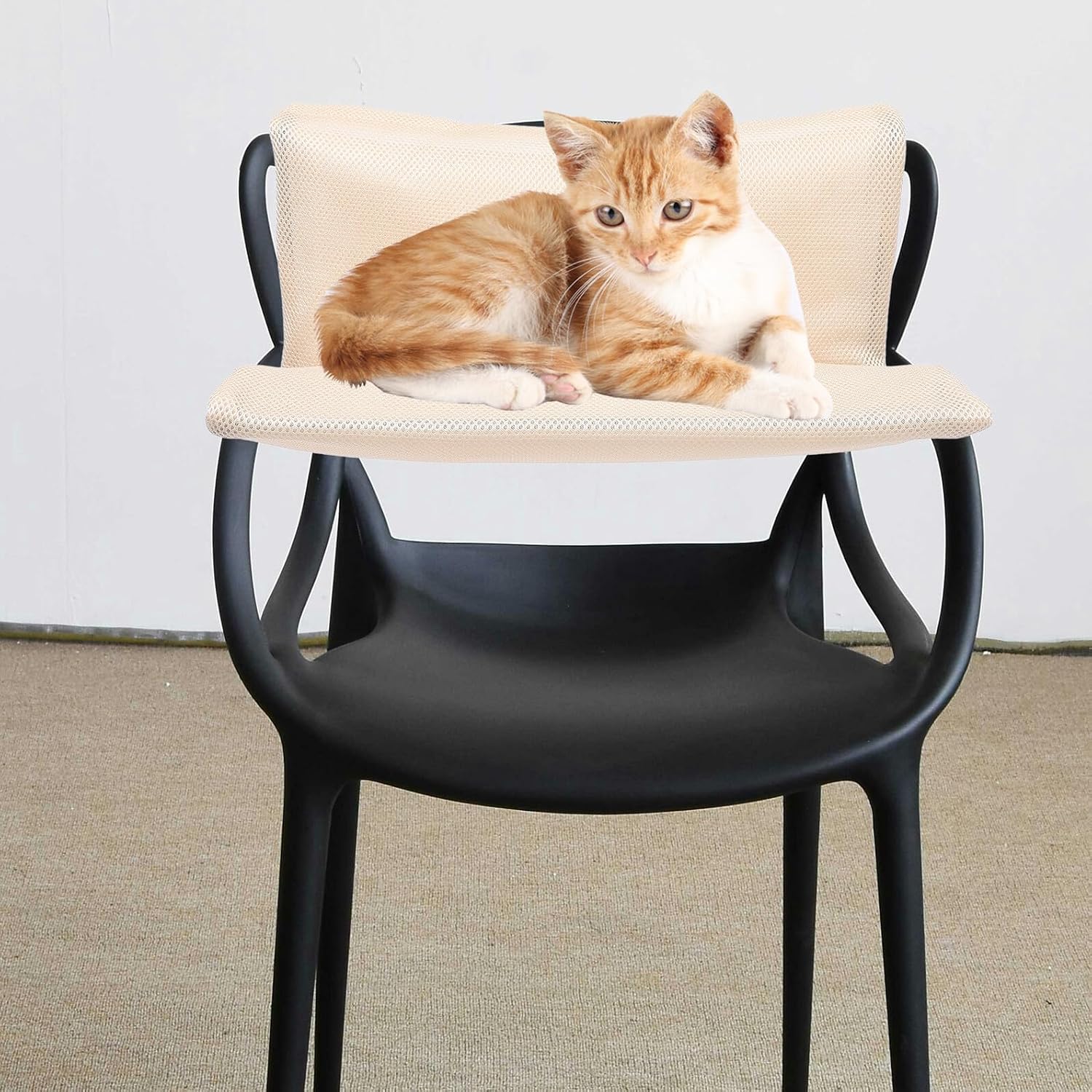 Cabilock Hanging Cat Hammock Bed for Indoor Use Breathable Mesh Pet Furniture with Detachable Design Foldable L-Shaped Cat Bed for Bedside and Fence Four Seasons
