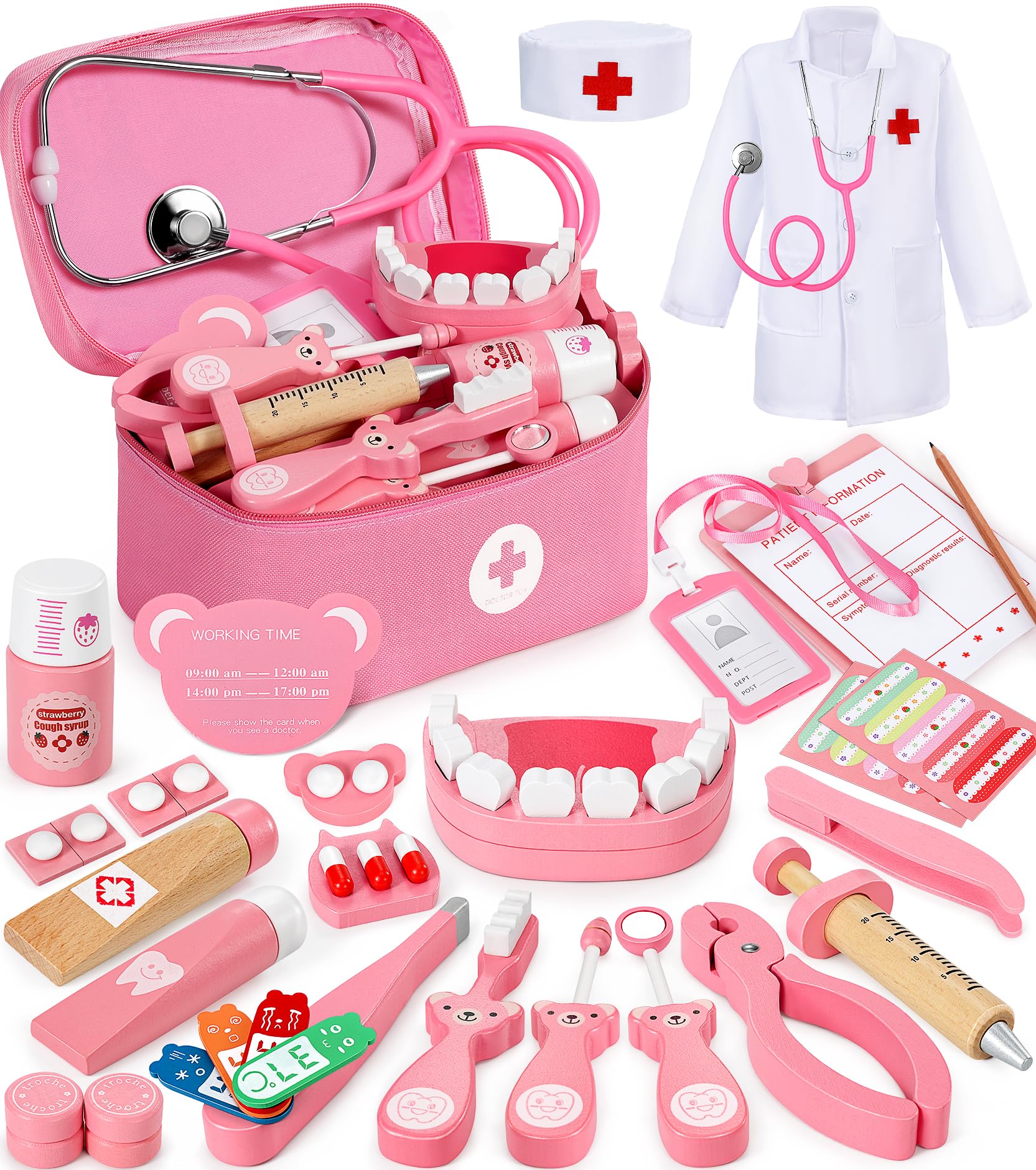 Ophy Doctors Set for Kids, 40-Piece Kids Doctors Sets for 3+ Year Old Boys and Girls Pretend Medical Playset with High simulation Stethoscope Educational Toys Dentist Toys Gifts for 3+ Toddler
