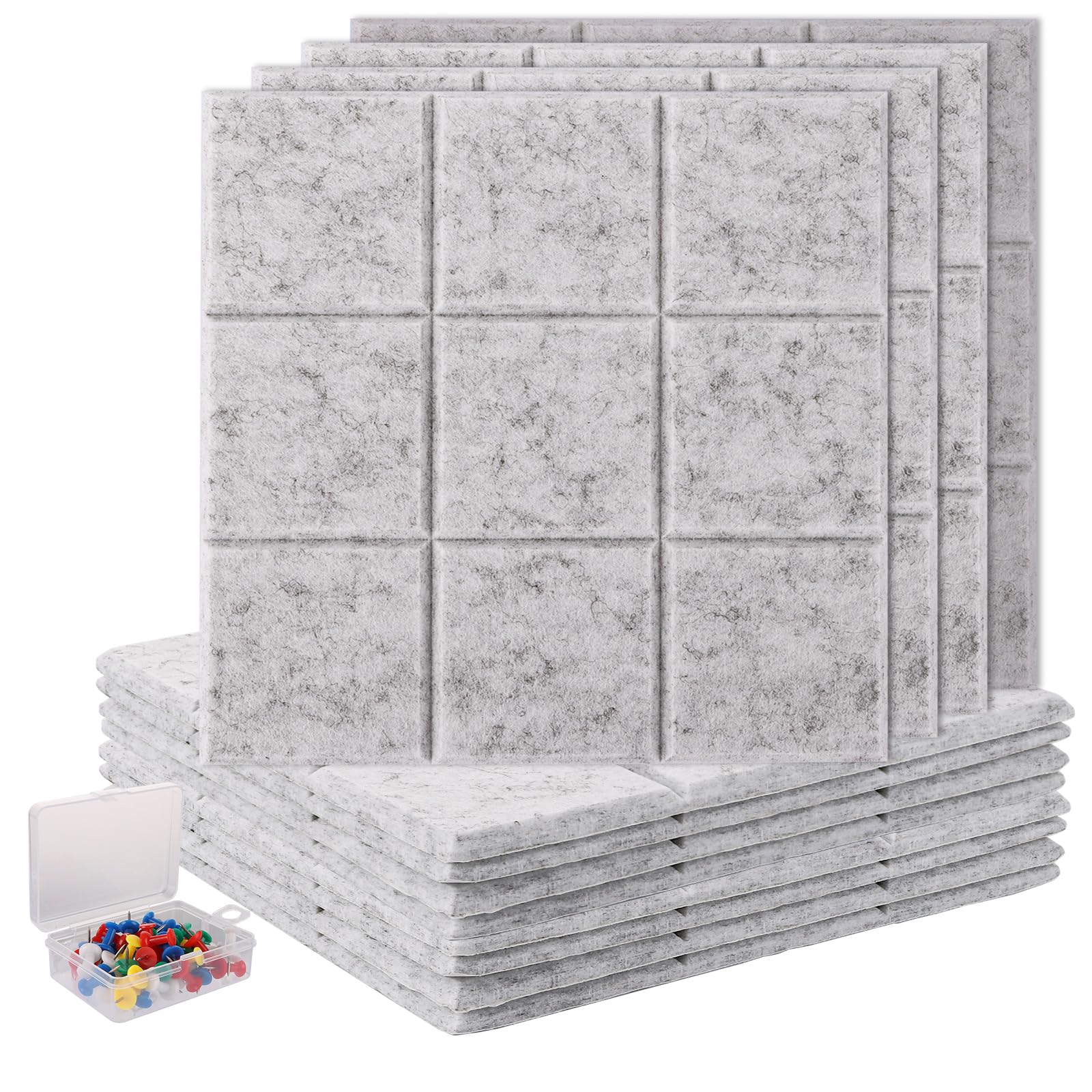 VANCORE - Tablón De Anuncios De Fieltro De 30 X 30 Cm Con 30 Alfileres, Grandes Azulejos Cuadrados Para Fotos, Notas, Cartas, Notas, Notas, 6 Unidades
