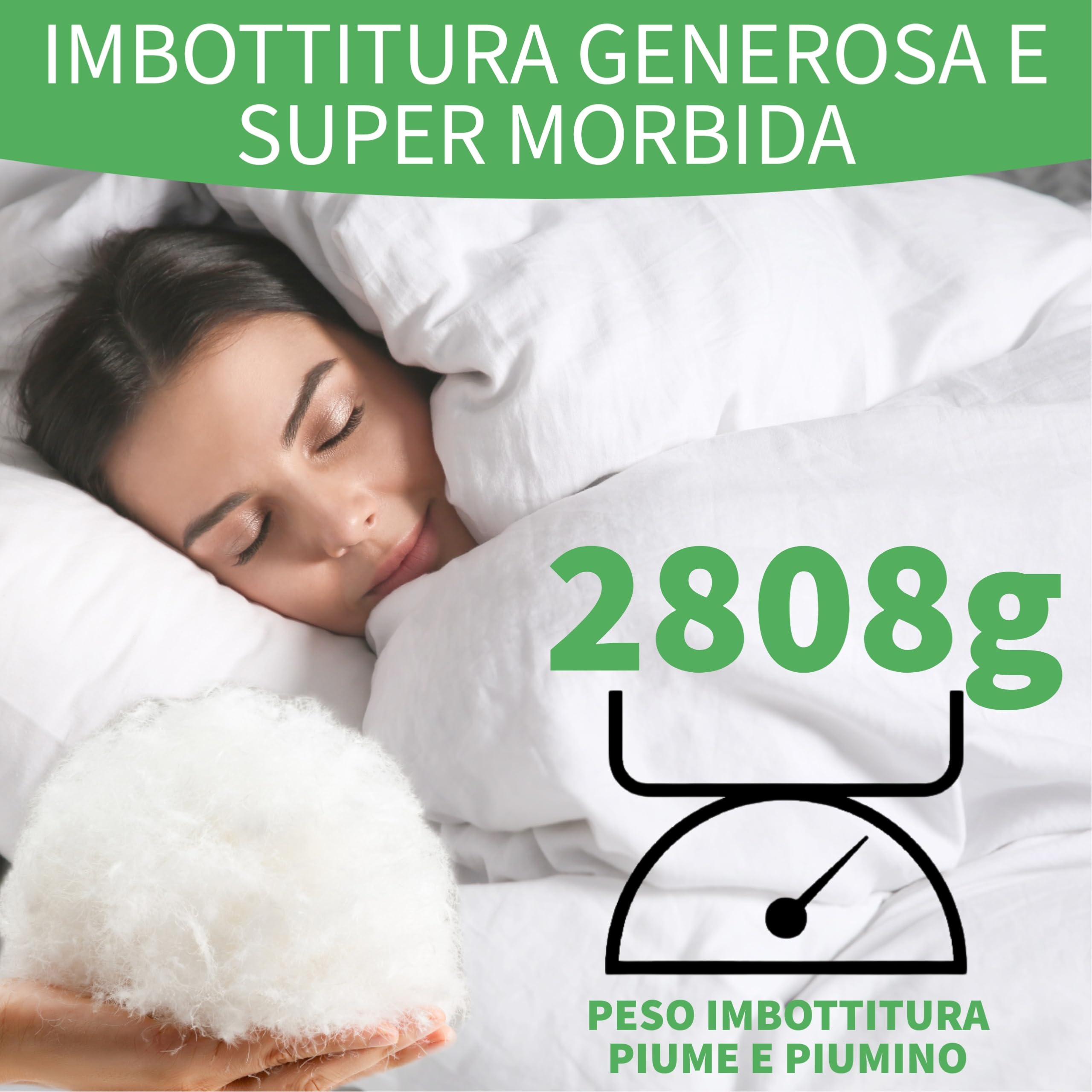Welldora Comfort Piumone 260x240 | Piumino tutto l'anno Caldo e morbido | 100% Piuma e Piumino Naturale | Anallergico, Certificato Oeko-Tex | Da usare con Copripiumino