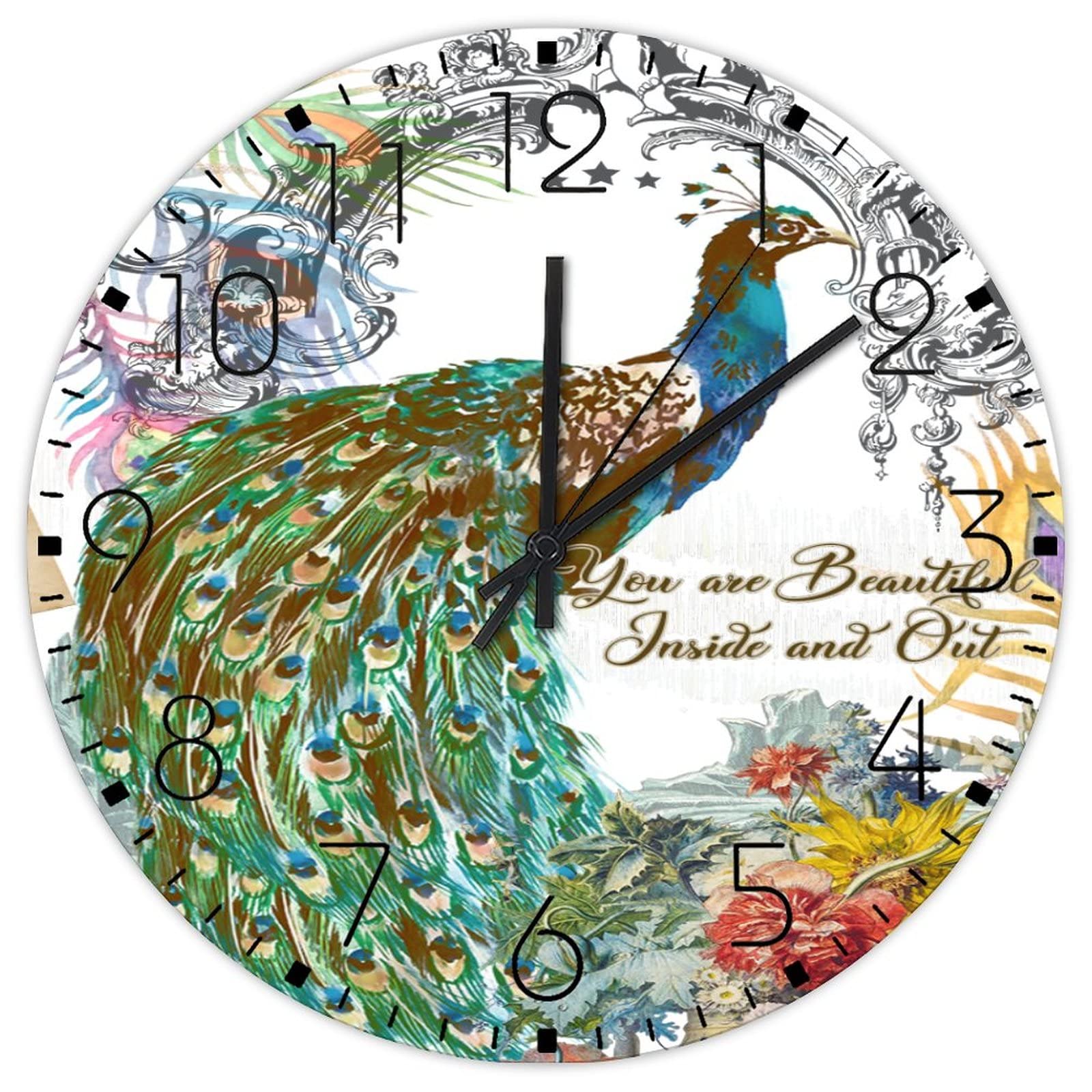Horloge minimaliste à piles sans tic-tac en bois décoration murale 38cm