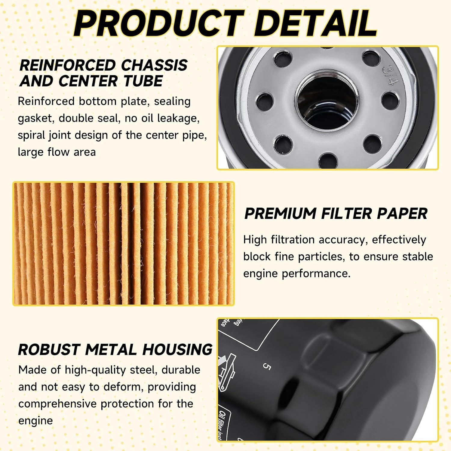 49065-0724 Oil Filter for Kawasaki 49065-7010, Fit Kawasaki FH381V-FH721V, FH601D-FH770D, FX751V-FX1000V, FJ180V, FX801V, FX850V Engines, Replaces AM107423，120-634，1016467,49065-2071 4 Pcs