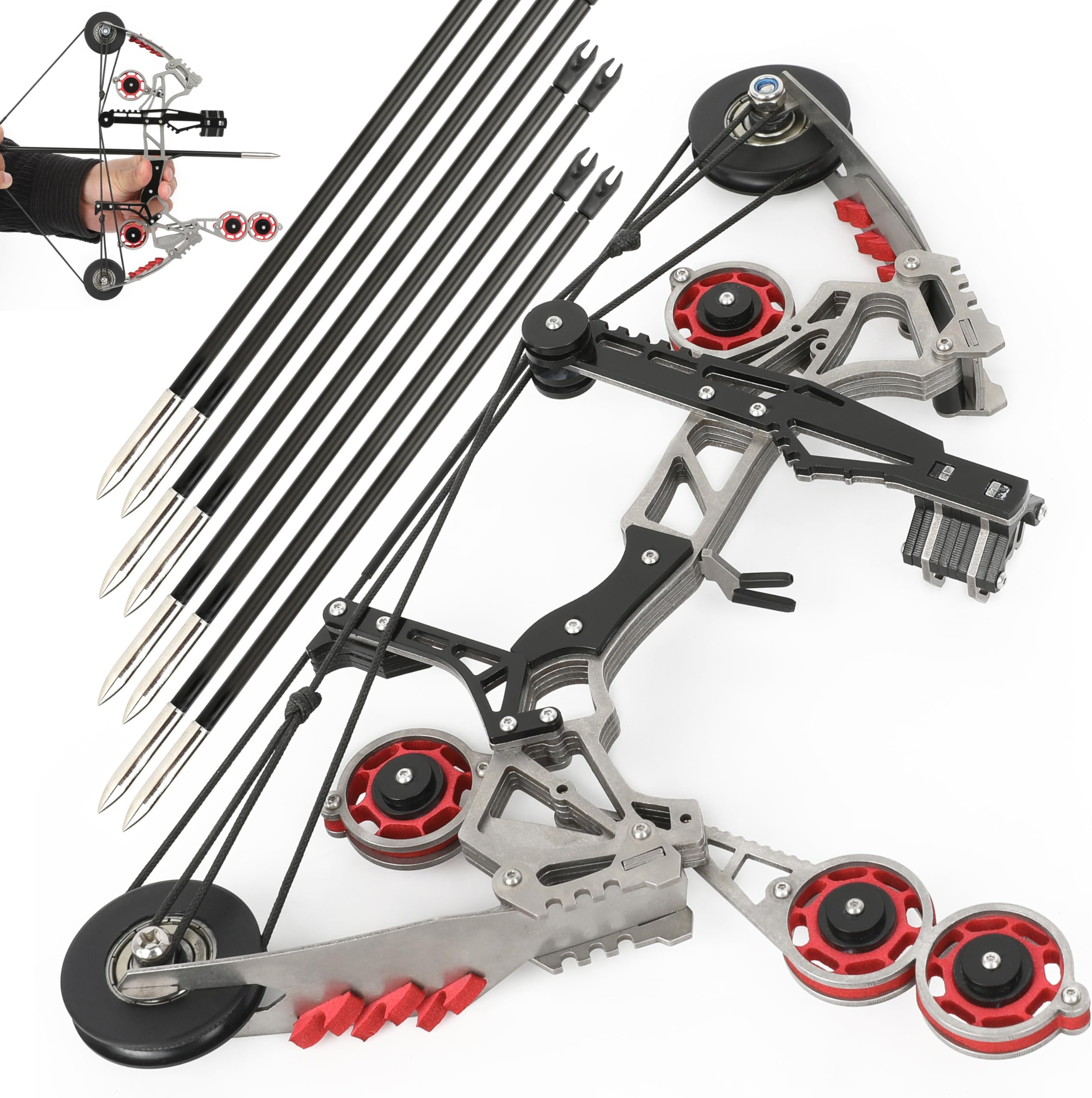 SHARROW 5.9 - 10.2 inches (15 - 26 cm) Mini Compound Bow, Composite Bow Toy, Archery Practice Bow, Left/Right-Handed, Bow Tool
