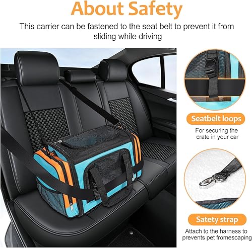 Vista 19 de Transportador grande para gatos, transportador de mascotas, transportador de perros para perros pequeños, transportador de gatos, suave, plegable