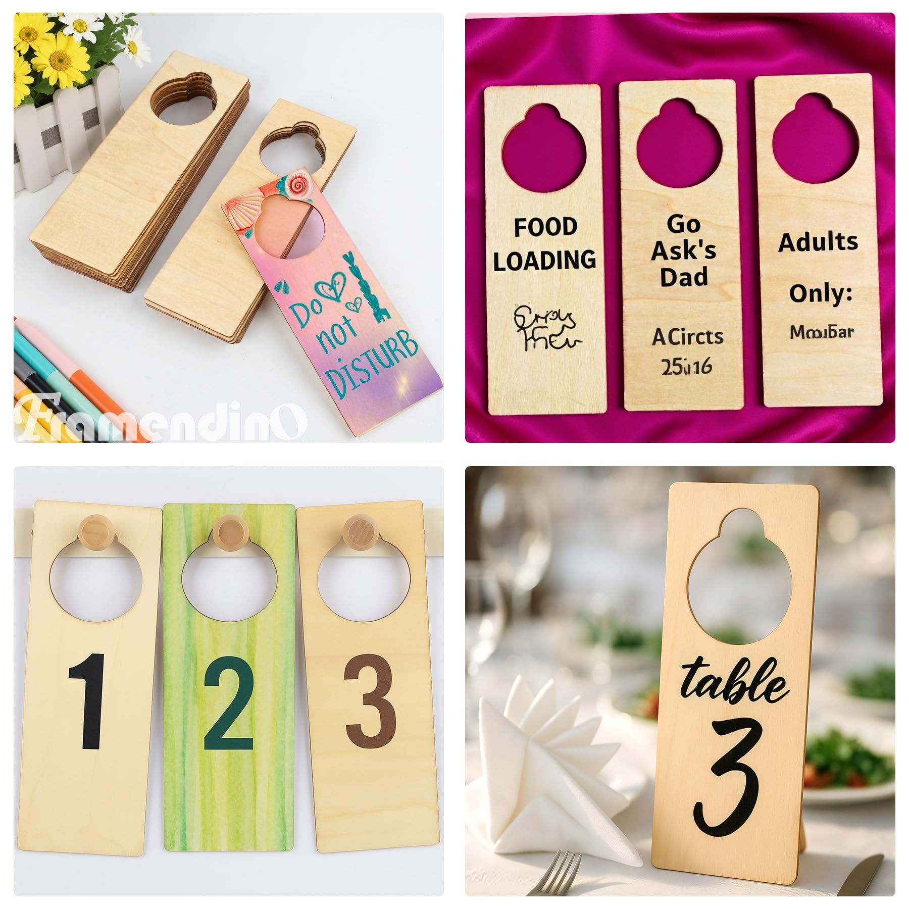 24 Pack Wood Door Knob Hangers - Blank Wooden Signs For DIY Craft Projects