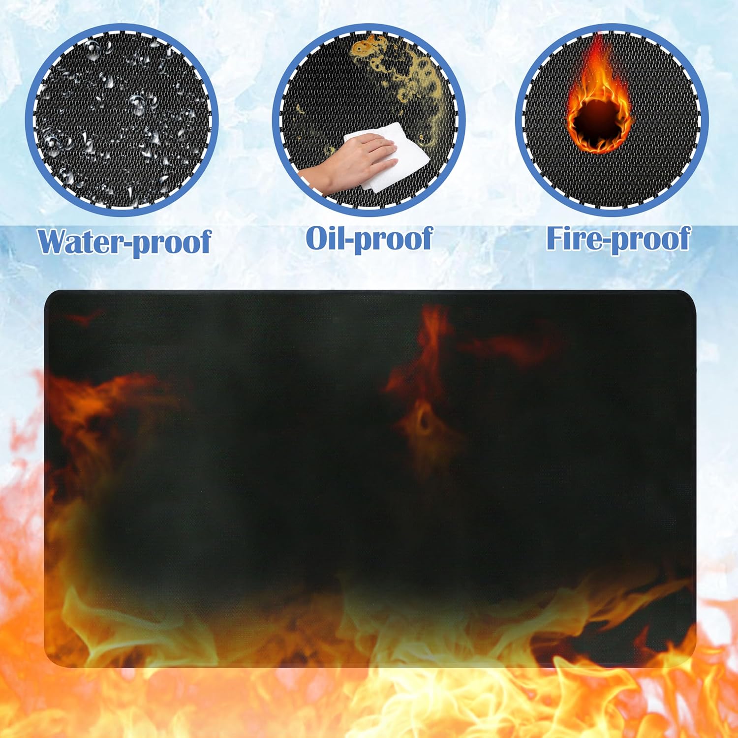 Ogrmar 65 x 48 Inch Under Grill Mats for Outdoor Grill, Indoor Fire Pit/Fireplace Mat, Waterproof Oil-Proof Grill Floor Pads, BBQ Mat Protector for Deck, Patio and Grass (65 * 48 Inch)