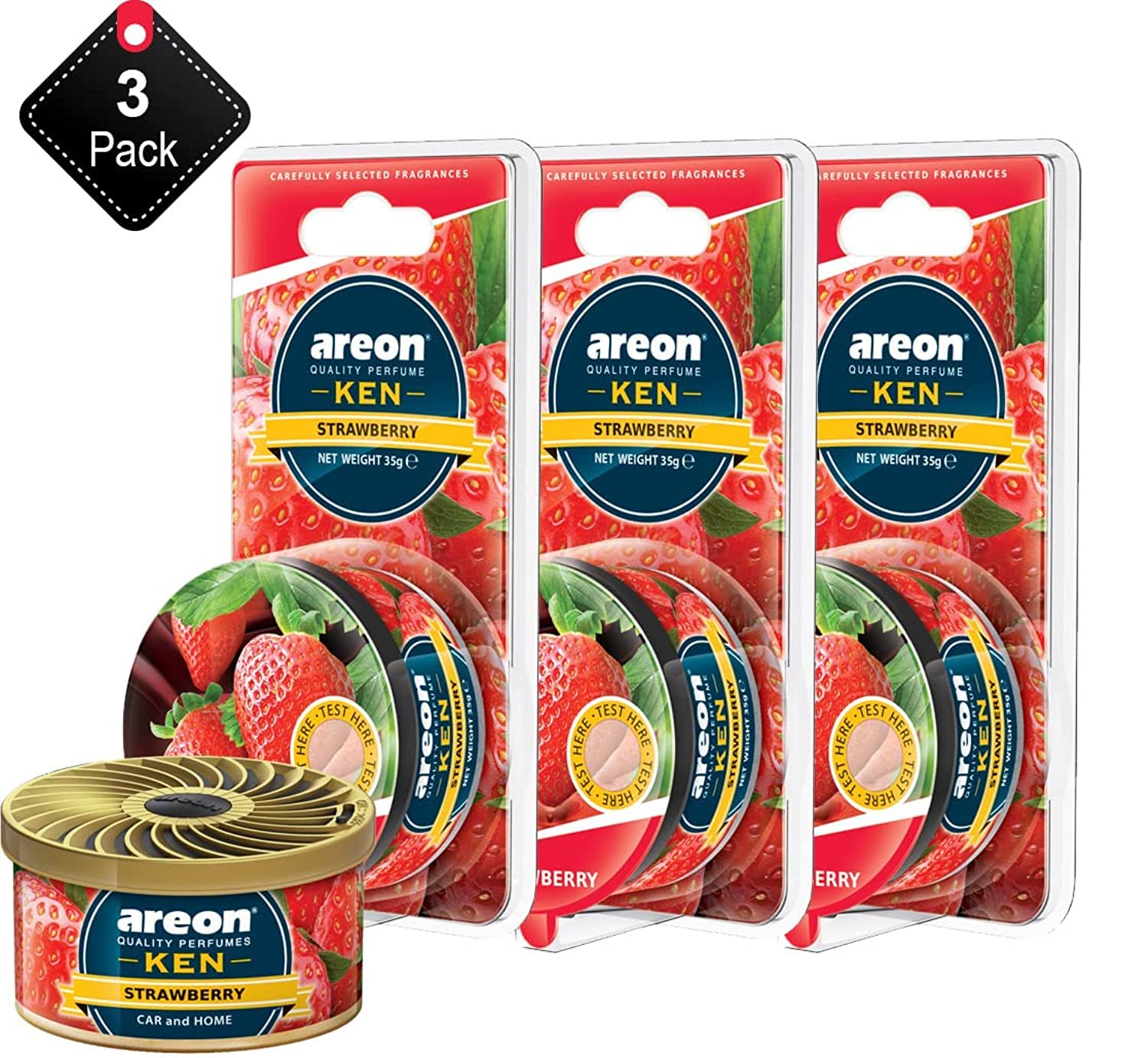 AreonAir Freshner Ken Strawberry - (Pack of 3)