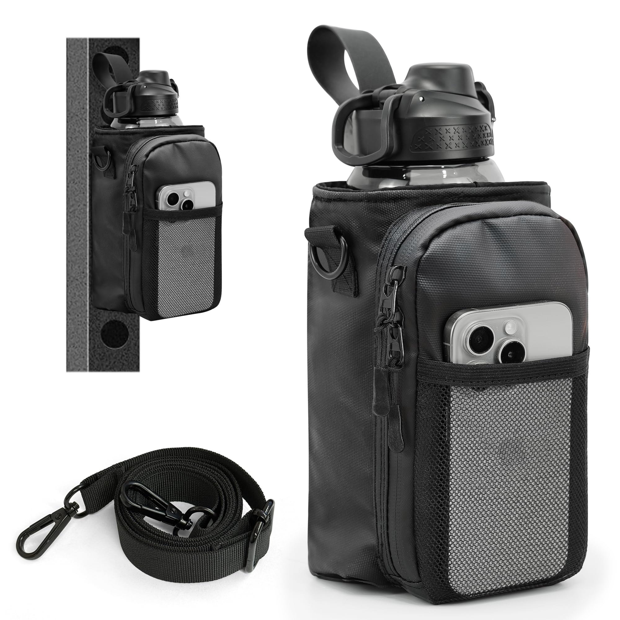 Balency Magnetic Gym Bag for Men Magnetic Gym Water Bottle Bag Water Bottle Holder with Phone Pockets Powerful