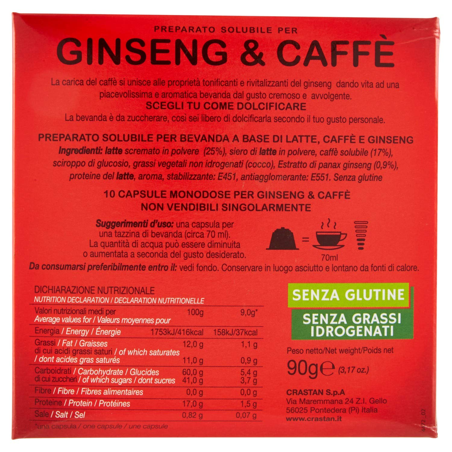60x Crastan caffè Ginseng & Coffee Dolce e Gusto Espresso Coffee Pads