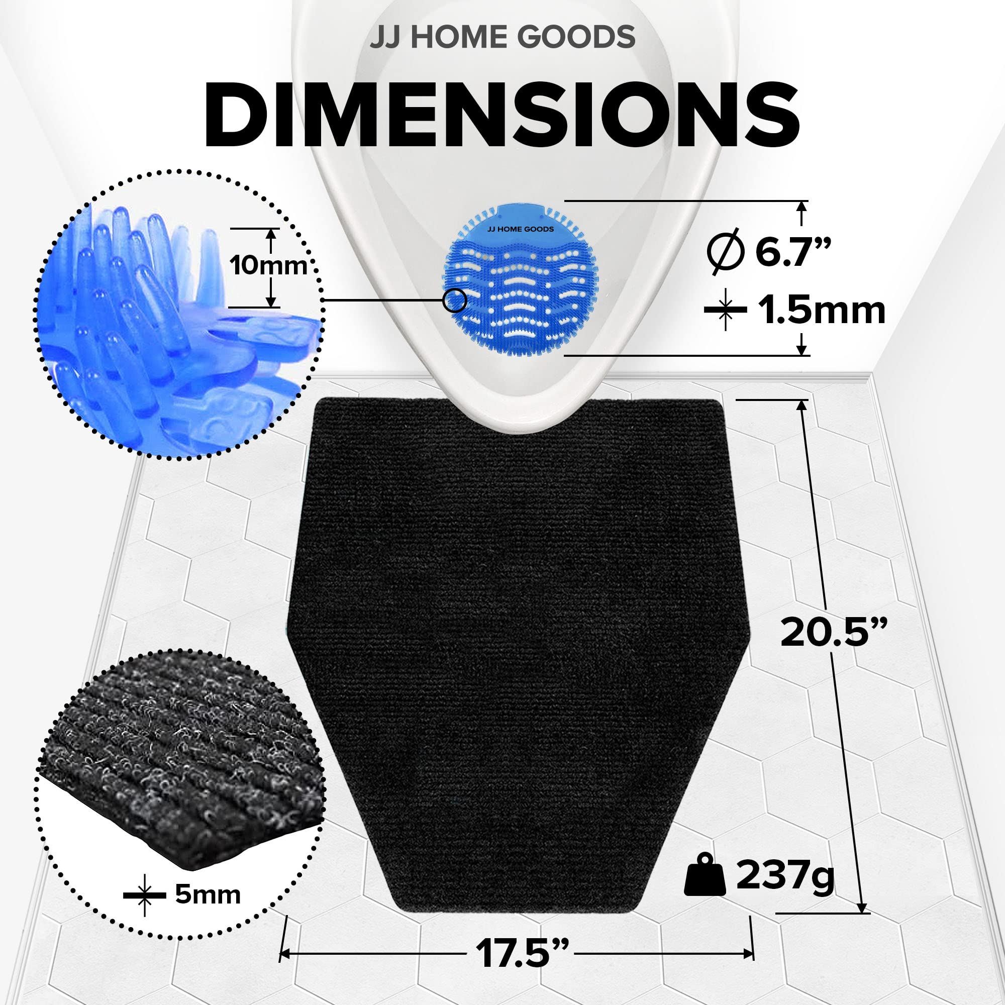 JJ CARE 10 Pack Urinal Mats with 10 Blue Screen Deodorizers for Men, Non-Slip Absorbent Floor Pads for Commercial Restroom Use, Scented and Disposable — Amazon image 5