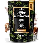 KIKI Green 8 Mushrooms Powder Extract - Supplement Blend 8 oz - Lion\'s Mane, Reishi, Chaga, Cordyceps, Maitake, Shiitake - for Focus and Energy - Add to Coffee and Smoothies