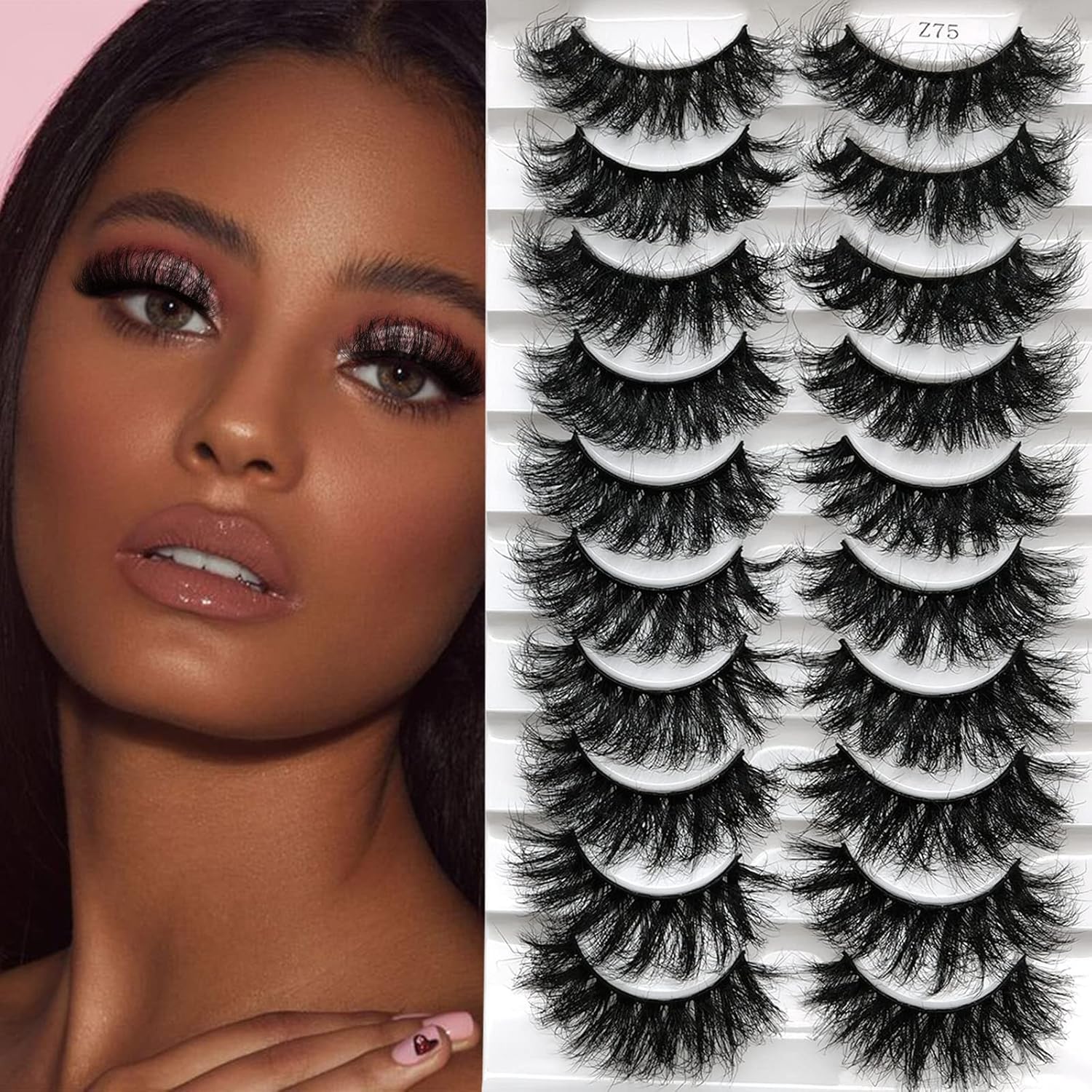 royaomis False Eyelashes 20MM 8d Faux Mink Eyelashes Fluffy