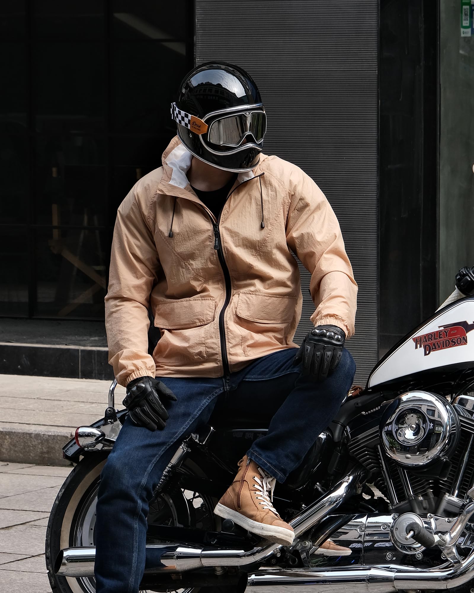 Amazon | [RIDEIRON] ライダースジャケット パーカー 薄手
