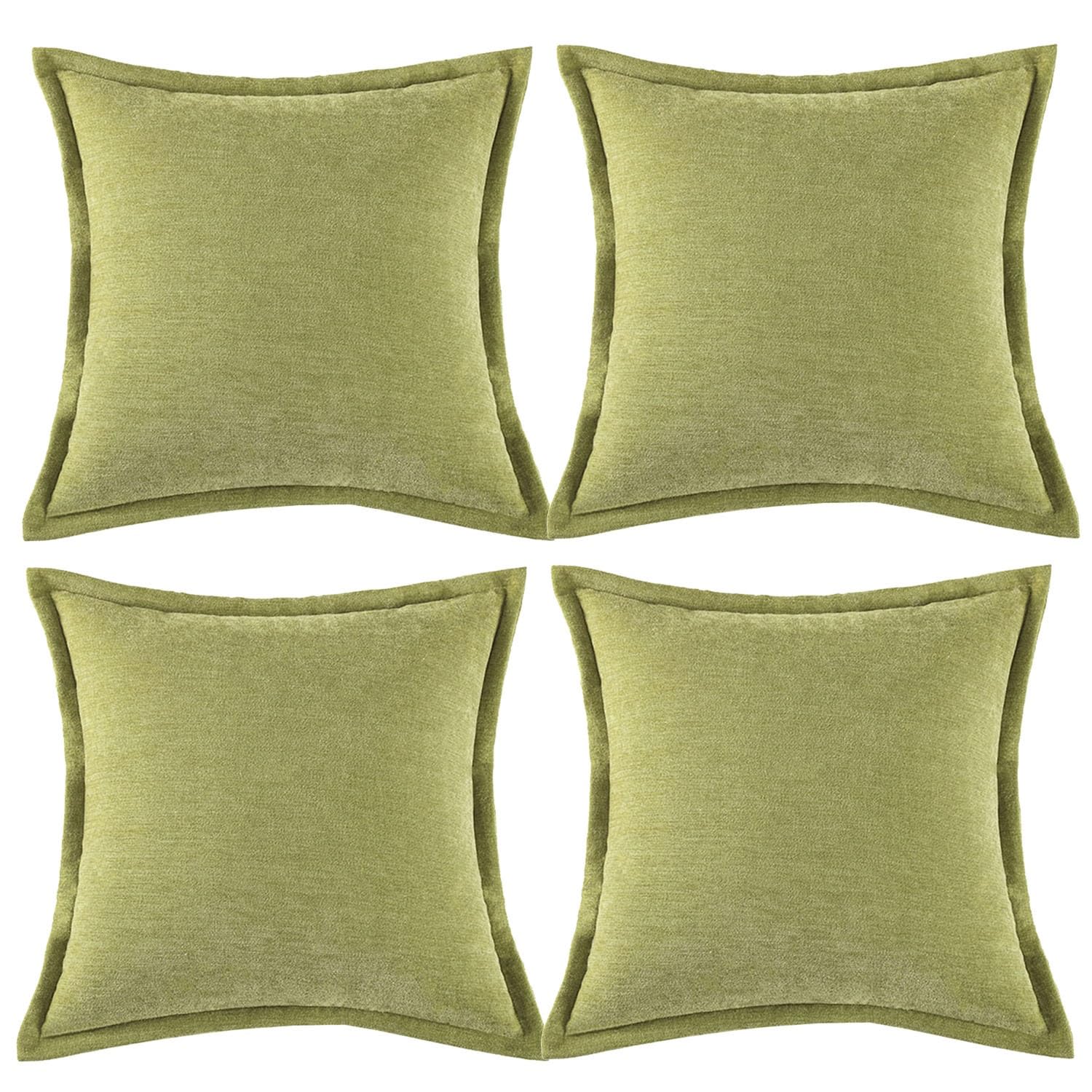 Housse de coussin en chenille 30x60 cm lot de 4 vert pour canapé