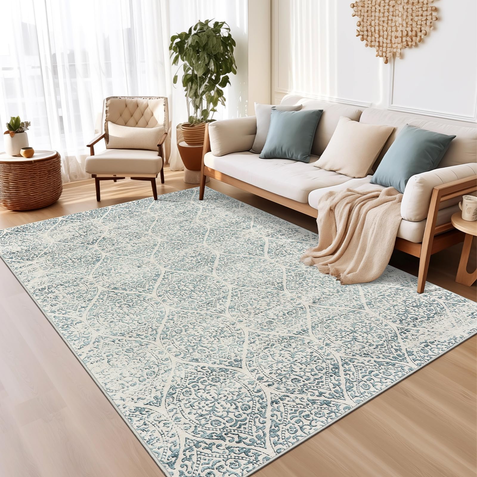 Bavni Vintage Blumen-Teppich – 12,7x17,8 Cm, Niedriger Flor, Rutschfeste Unterseite, Maschinenwaschbar (für Wohnzimmer, Schlafzimmer, Essbereich)