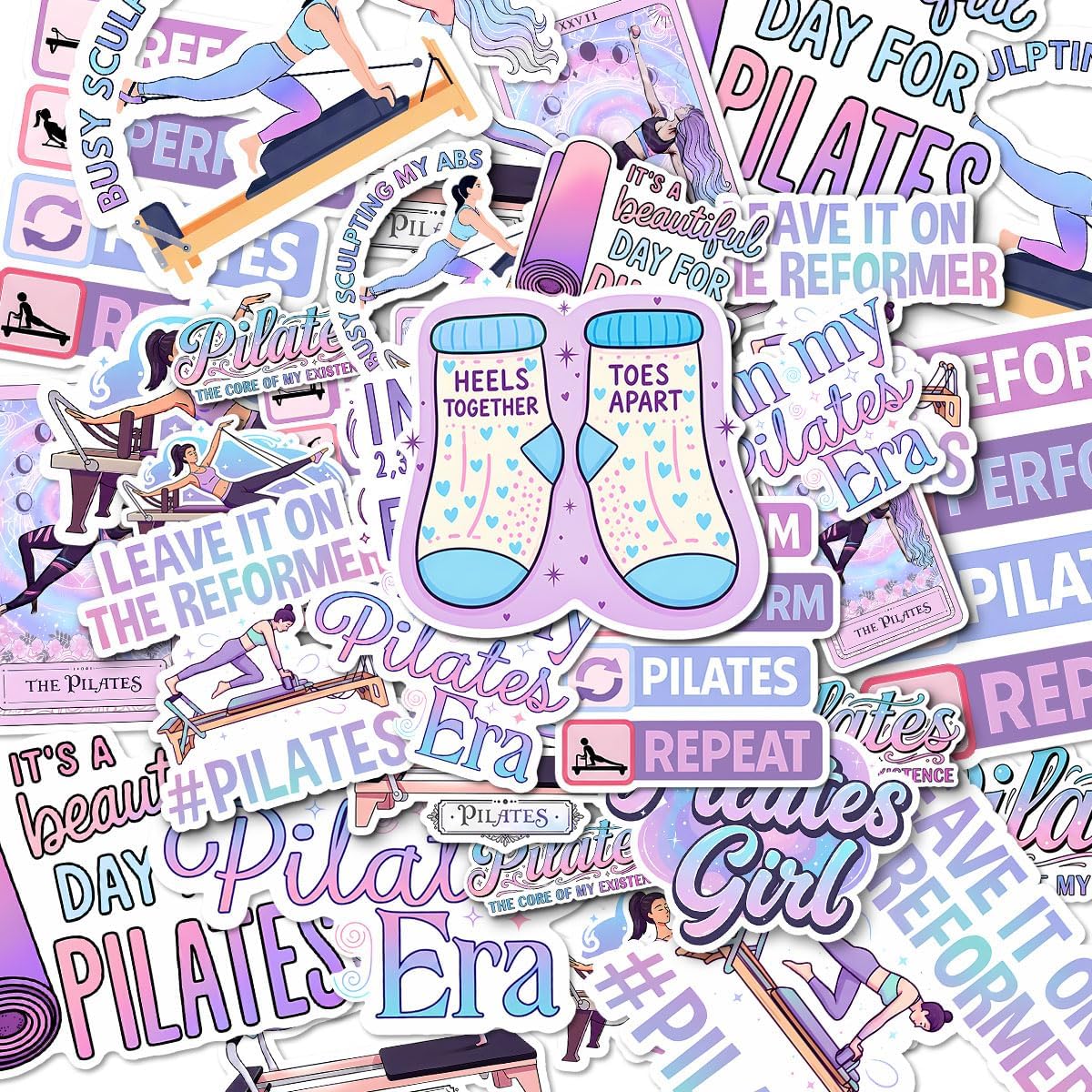 12 Pcs Pilates Girl Fitness Stickers, Reformer Pilates Aesthetic Stickers for Women, Decor for Water Bottle, Laptop, Tumbler, Phone, Journal