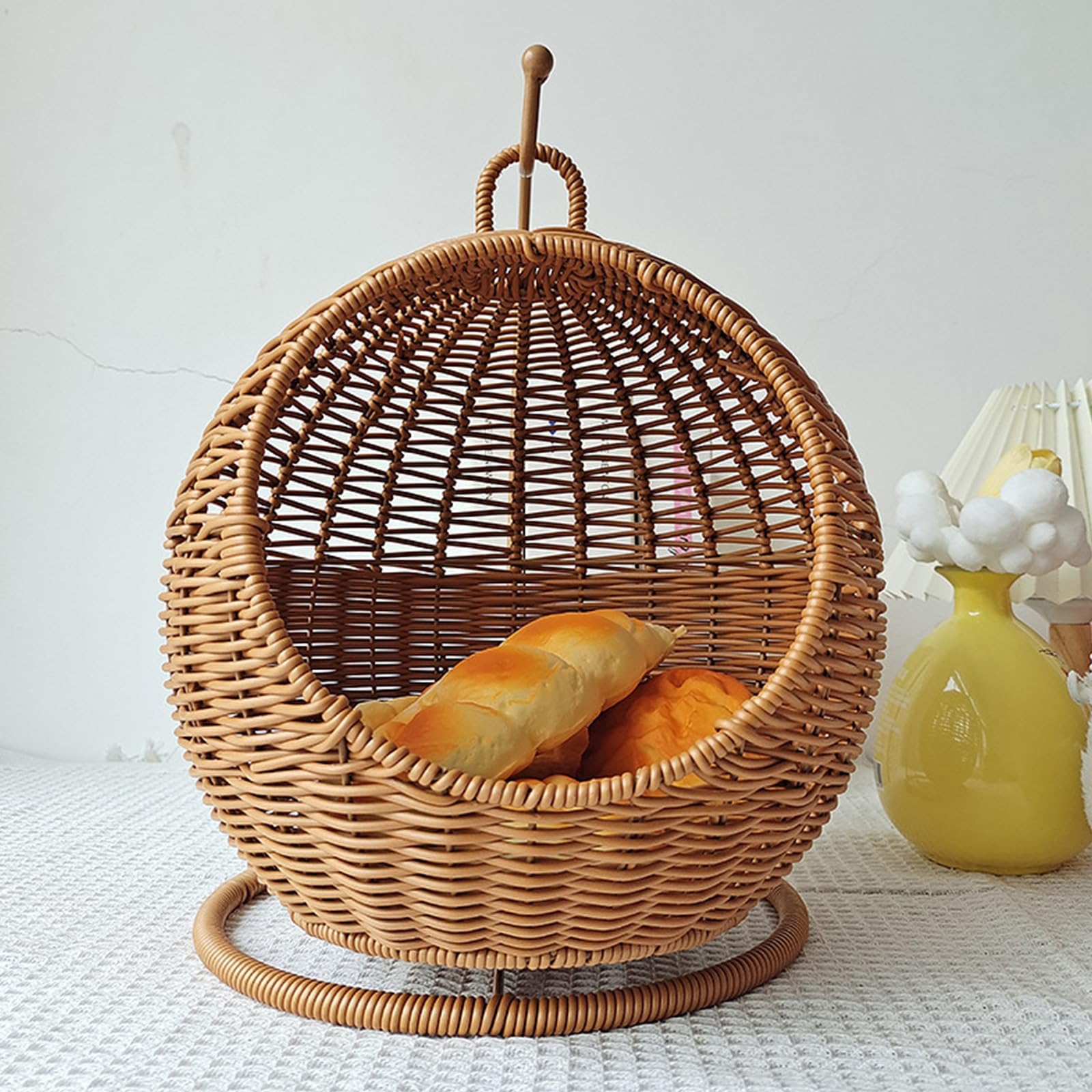 Cesta per gatti in finto rattan, letto amaca da appendere per piccoli spazi, comoda cuccia per gatti di piccola taglia per interni