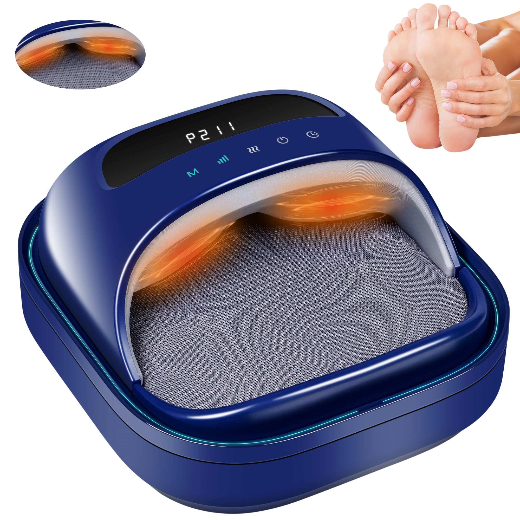 H&B Luxuries Shiatsu Foot Massager for Foot Pain Relief, Electric Heated Foot Massager, Deep Tissue Kneading Feet Forefoot Massage Machine Compression