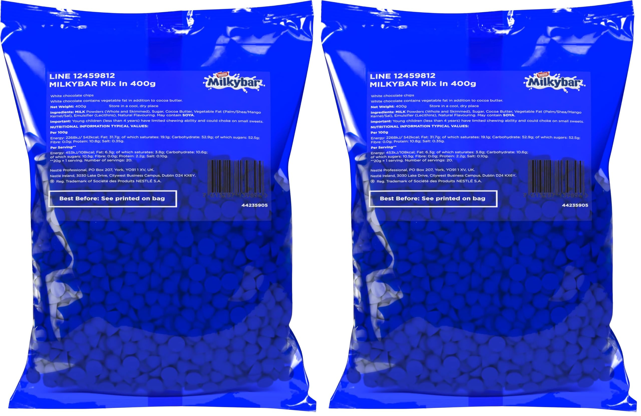 Milkybar Mix-In - Chocolate Pieces for Baking - 400g Pack (Pack of 2)