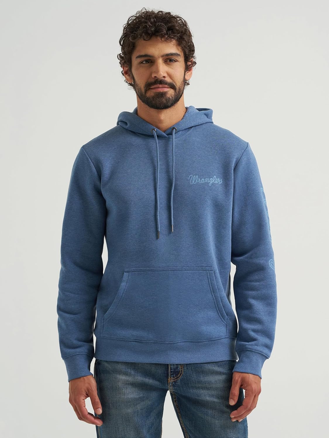 Wrangler Men's Blue Sleeve Logo Hoodie