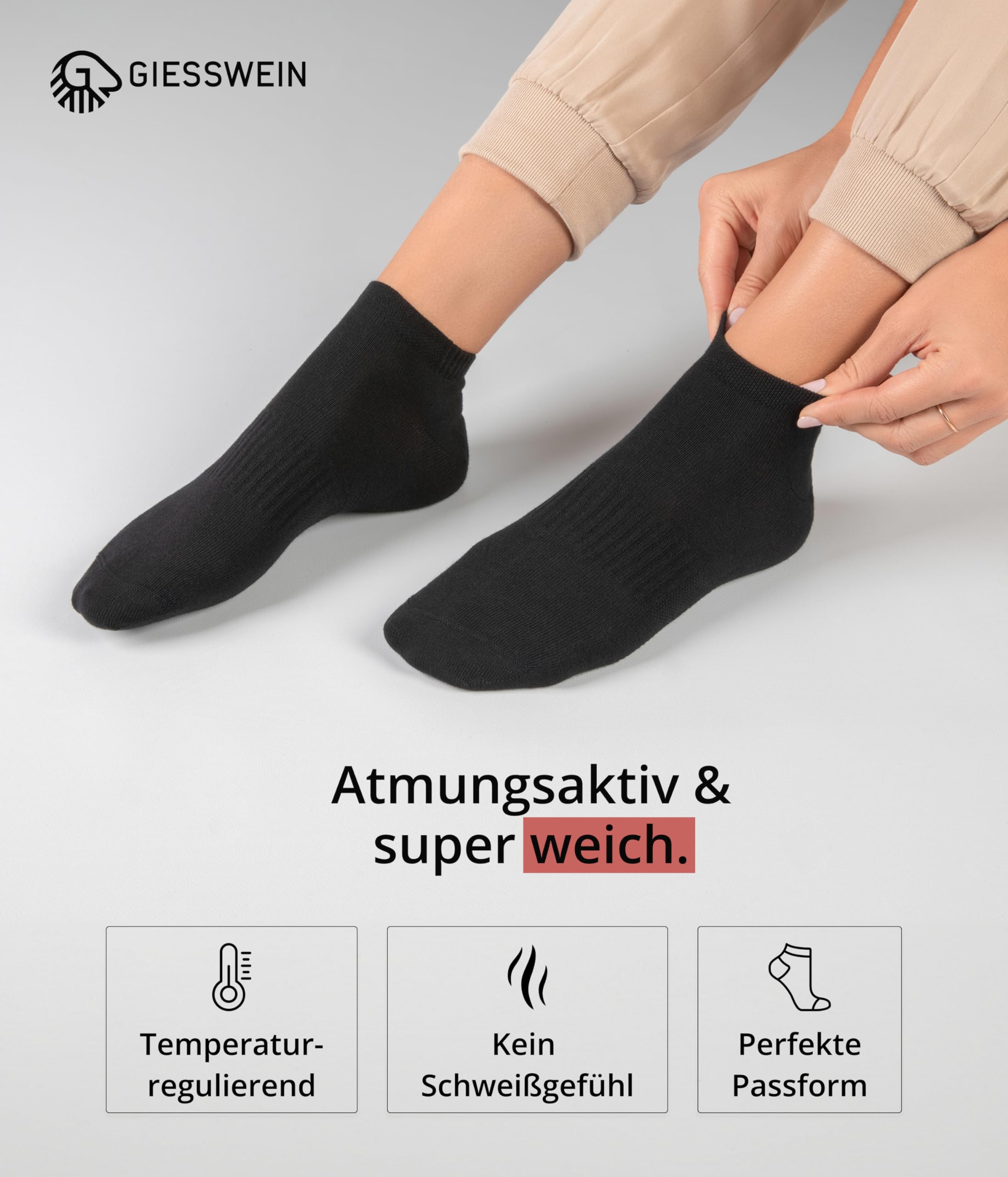 Giesswein Sneaker Socken Damen & Herren 6er | 10er Pack - Sneakersocken | Atmungsaktive Baumwoll Sport- & Freizeitsocken, weich & temperaturregulierend – kurz, 6er/10er Pack