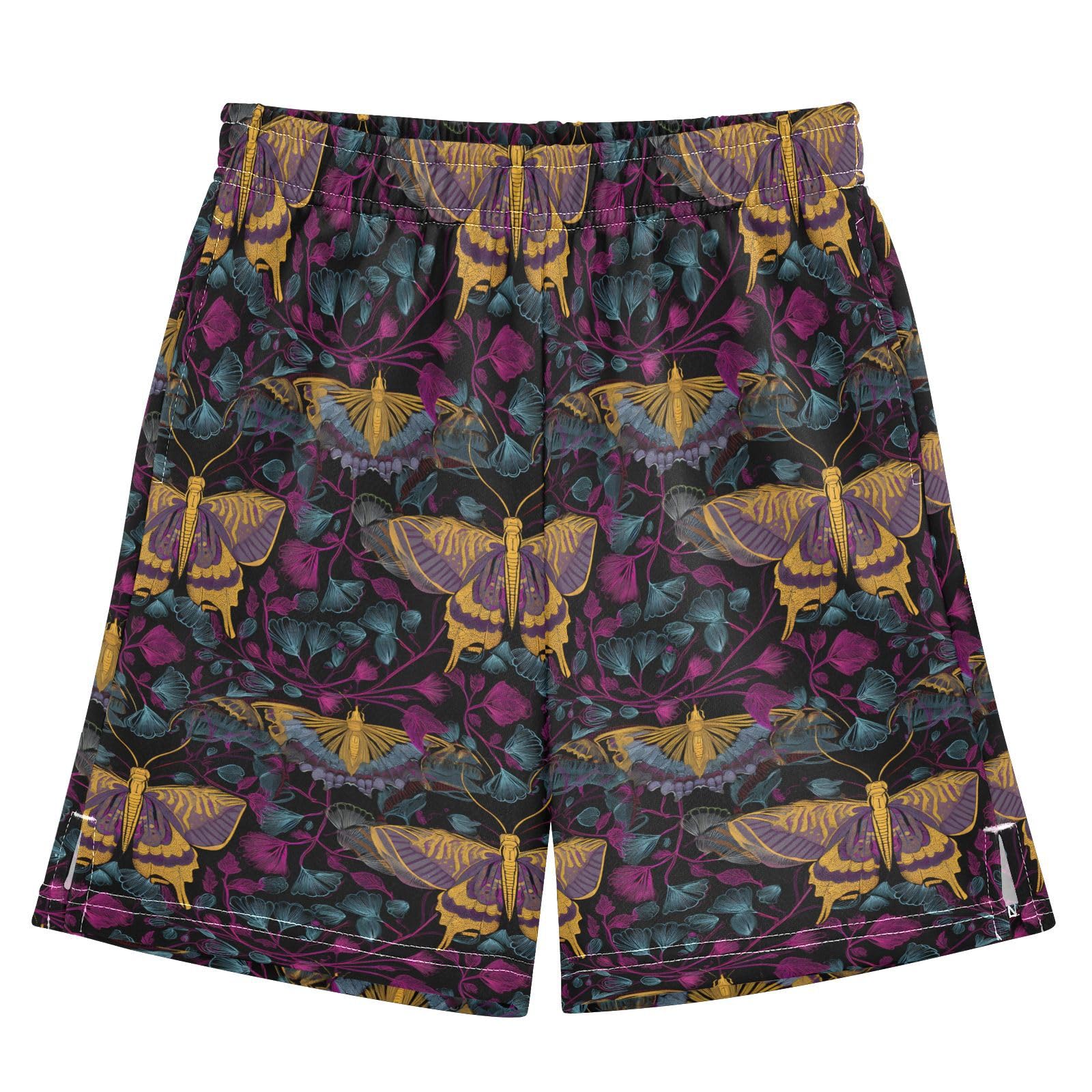 boy Shorts Retro Butterfly Moths Youth Athletic Shorts for Boys and Girls 10-11 Y Multicolor