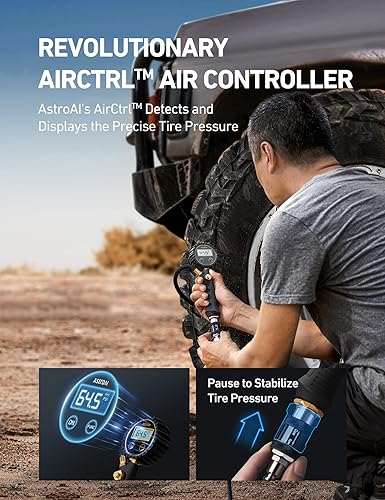 Miniatura 3 de AstroAI Compresor de aire todoterreno T6, bomba de aire portátil de 12 V con 7.06 CFM, AirCtrl, conector rápido ¼ NPT, inflador de neumáticos de