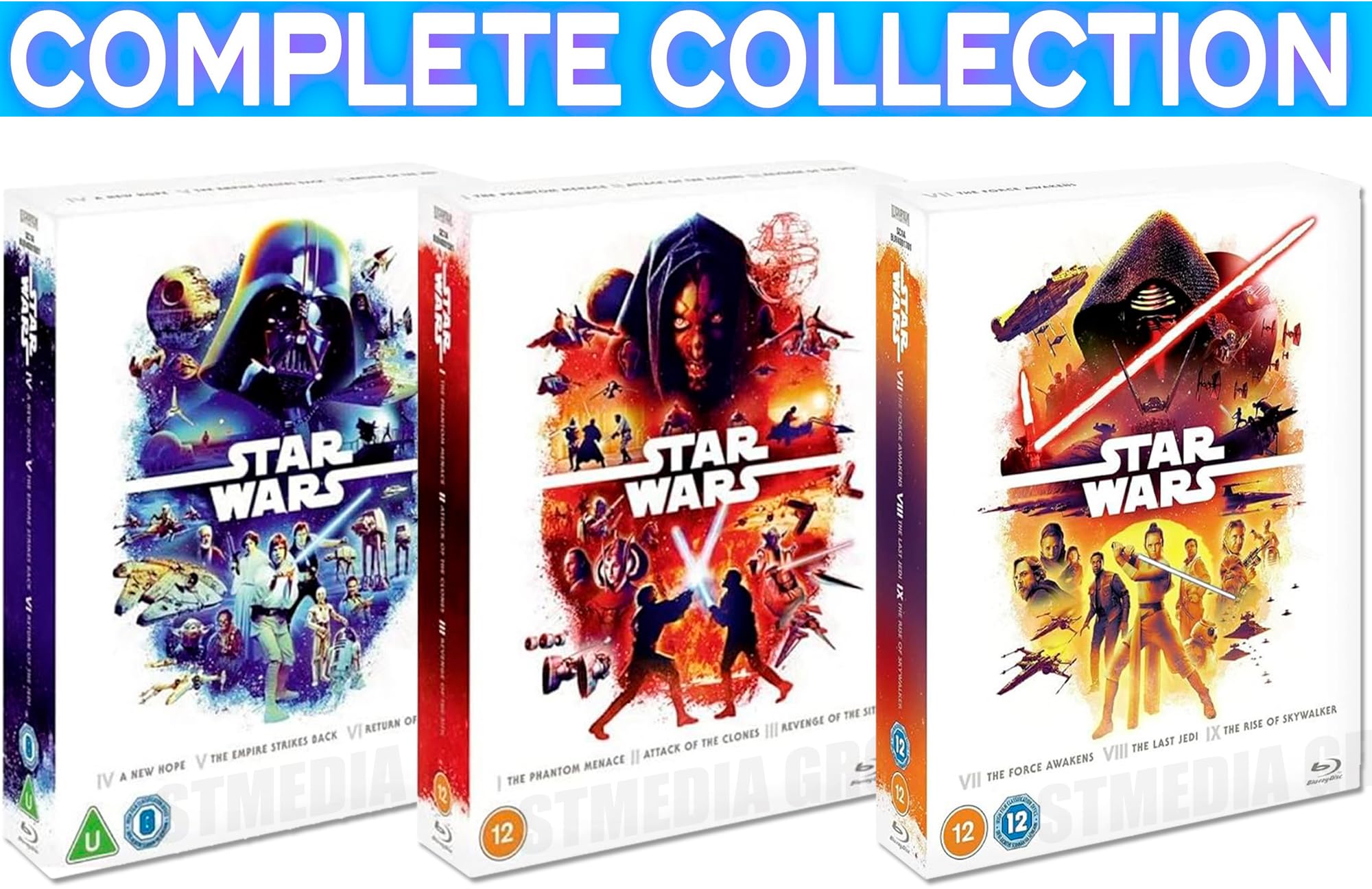 Star Wars 1-9 Complete Movie Collection Bundle (Blu-Ray, Region Free)