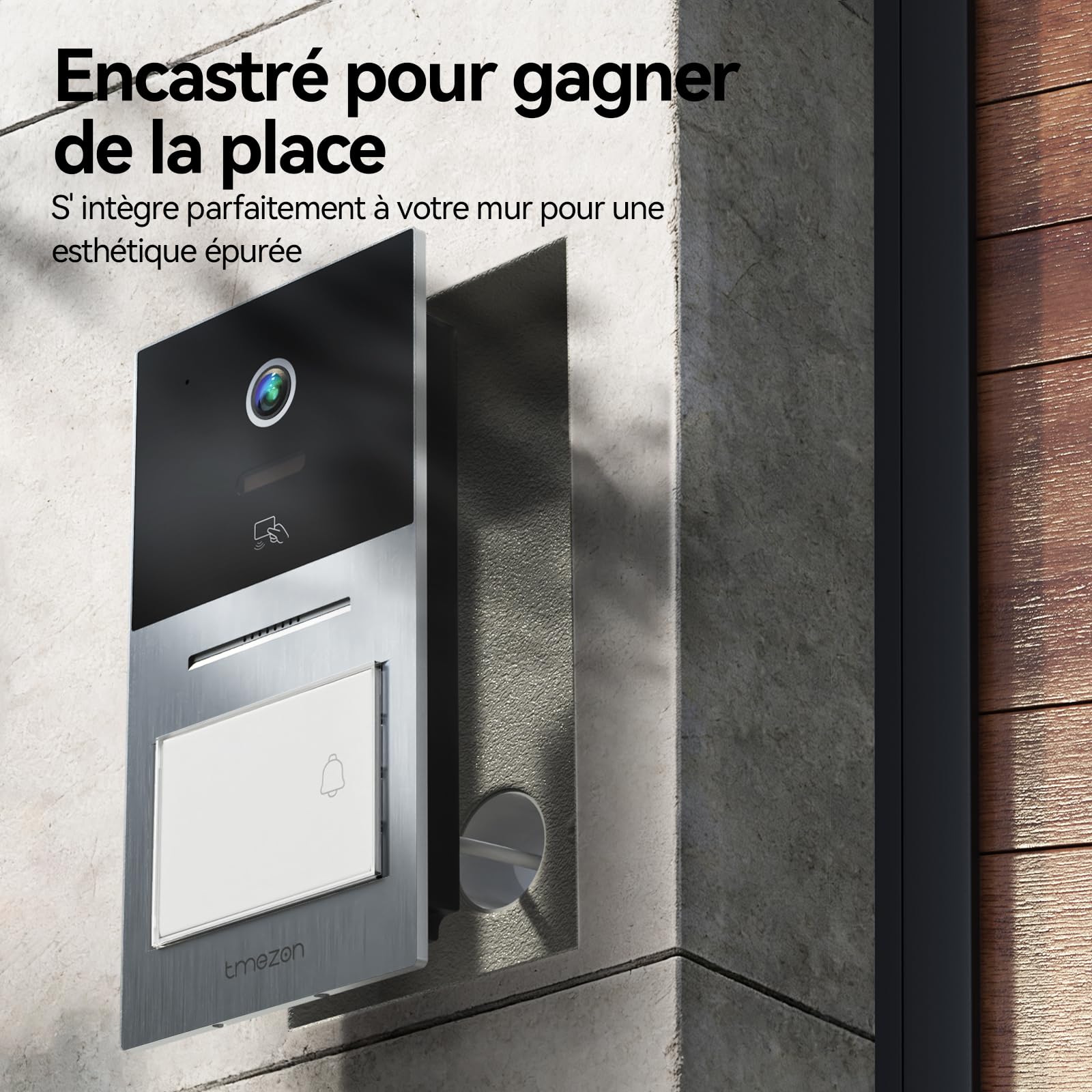 TMEZON Visiophone Connecté Filaire 2 Fils Y70,Interphone Vidéo WiFi avec Écran Tactile IP,Sonnette vidéo avec Caméra Vision Nocturne,Déverrouillage APP à Distance,Badges RFID,Detection Humaine
