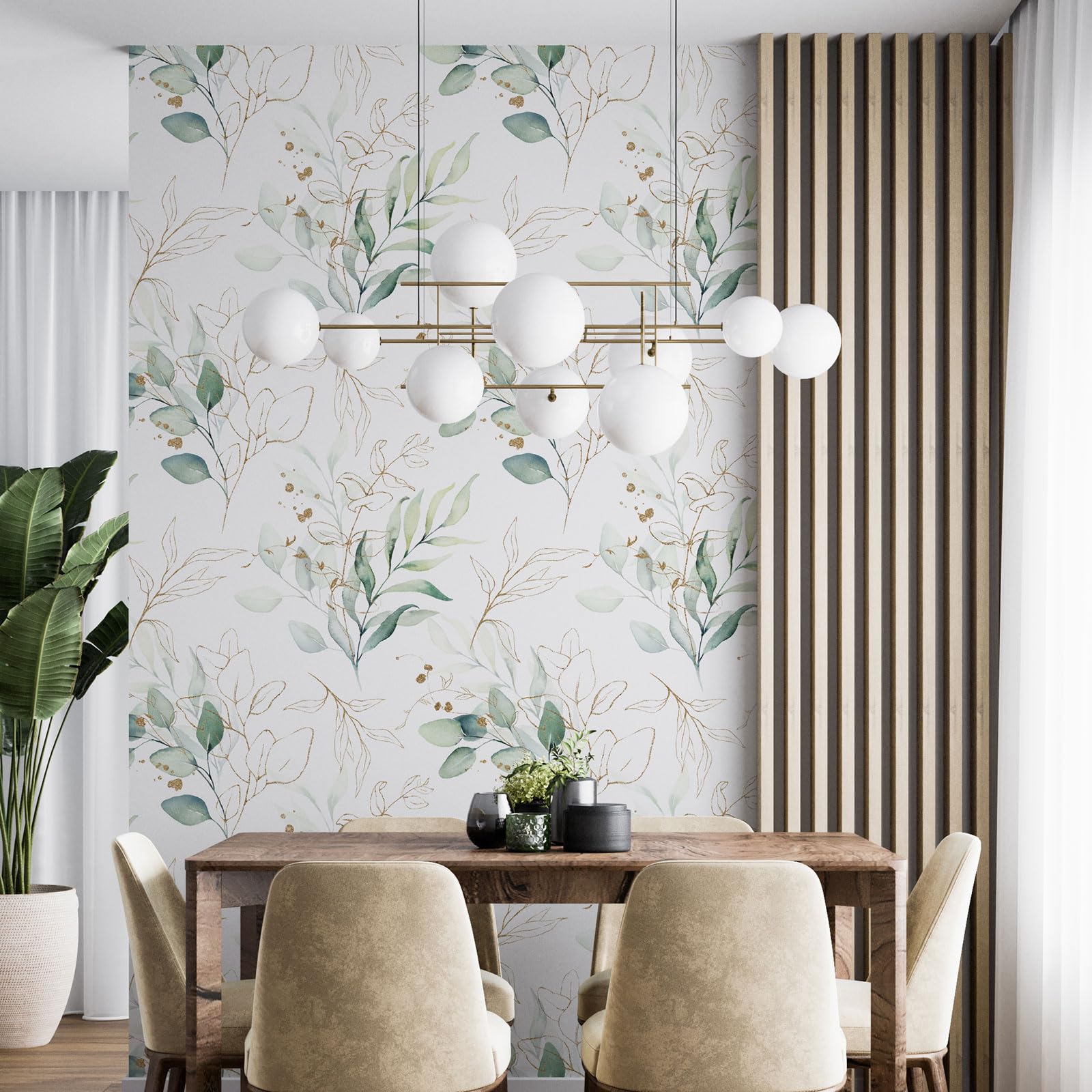 Papier peint motif botanique Lumalea pour transformer le mur du salon