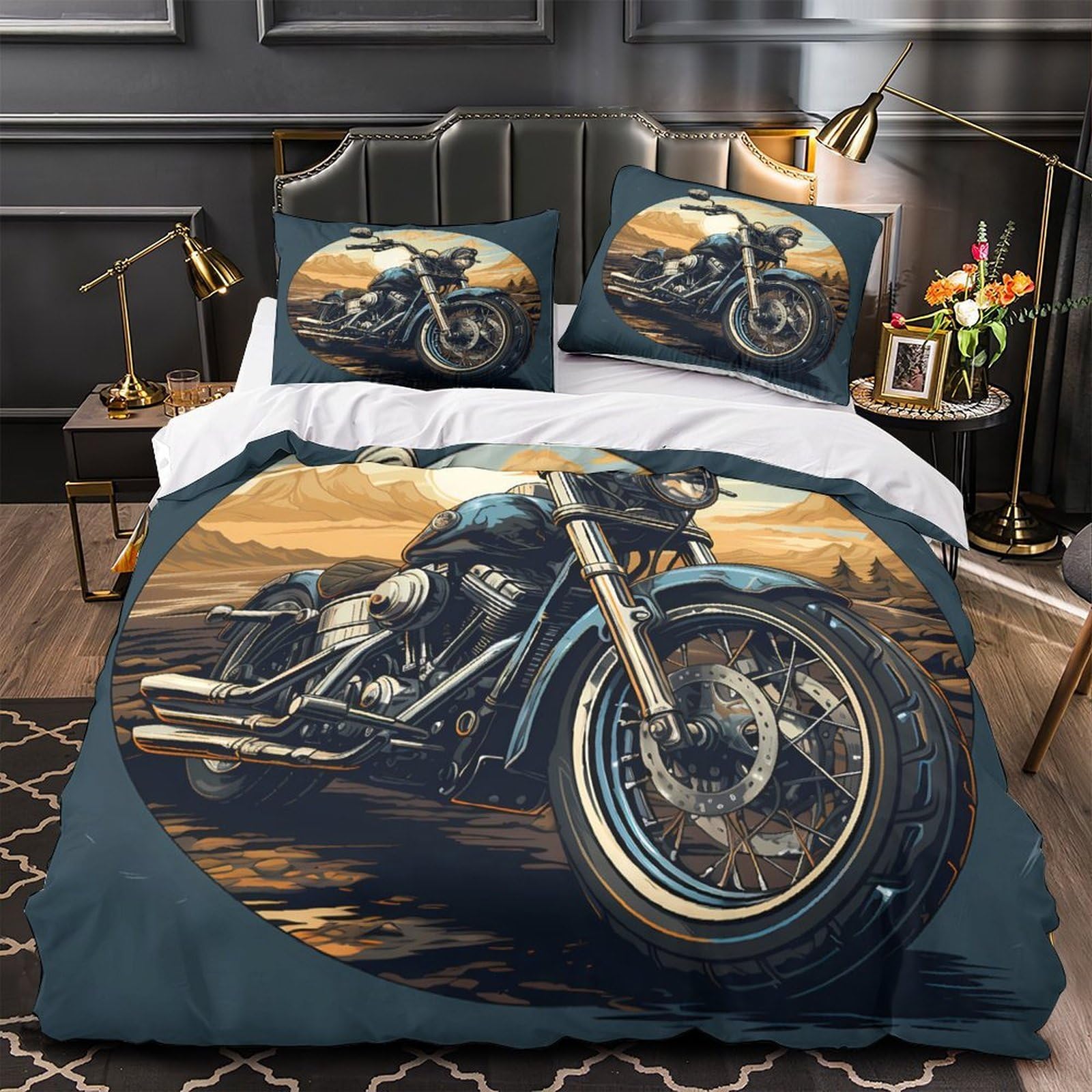 Parure housse de couette moto 3D de qualité supérieure en microfibre lit simple