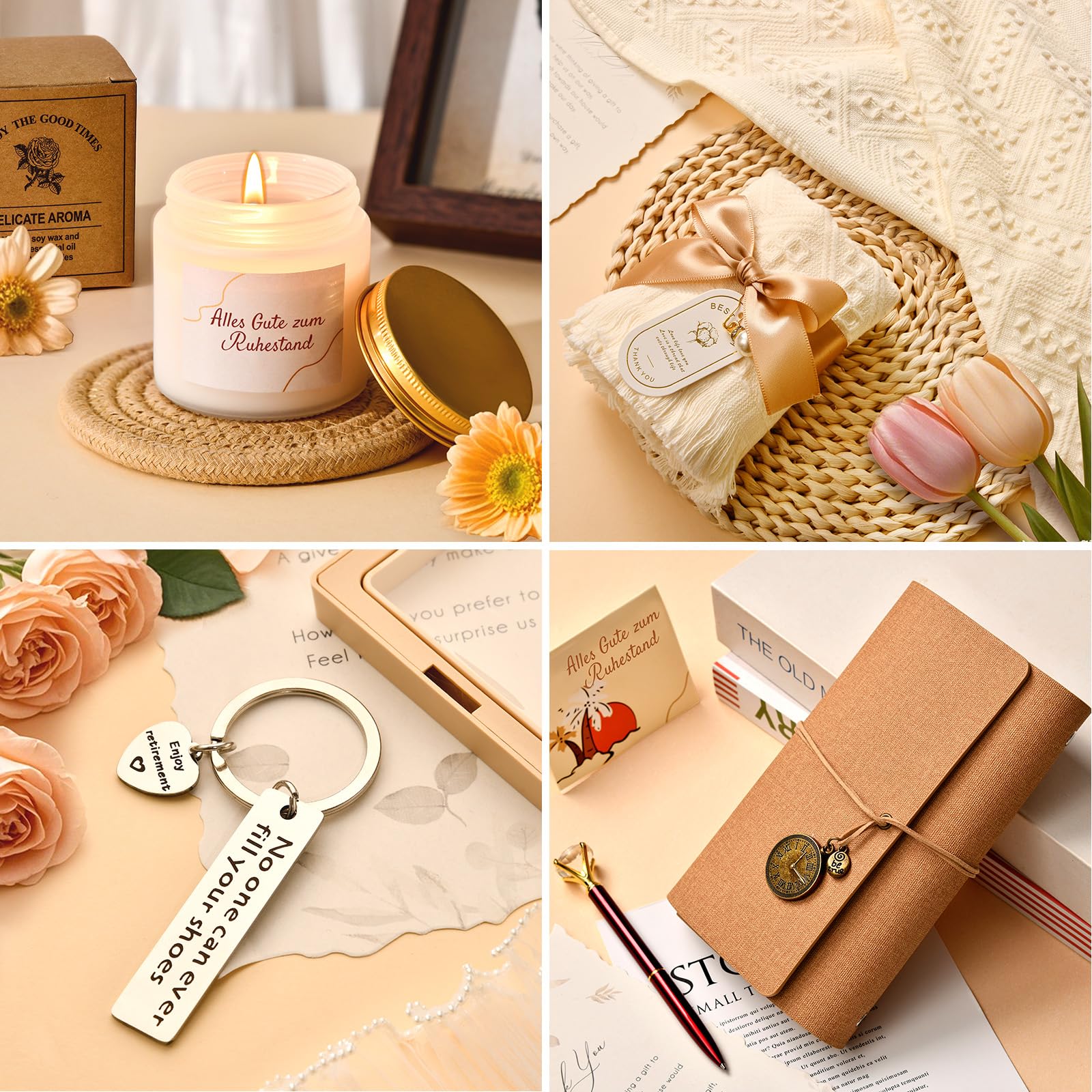 Ruhestand Geschenk Frauen mit Reisetasche, Decke, Kaffeebecher, Notizbuch, Duftkerze, SPA Entspannung Renteneintritt Rentner Geschenk für Rentne Frau Lehrerin Kollegin